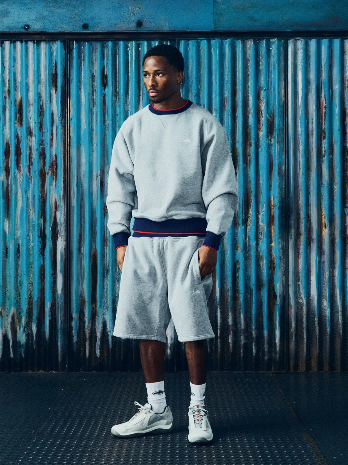 Corteiz HMP Double Up Crewneck Pullover Heather Grey