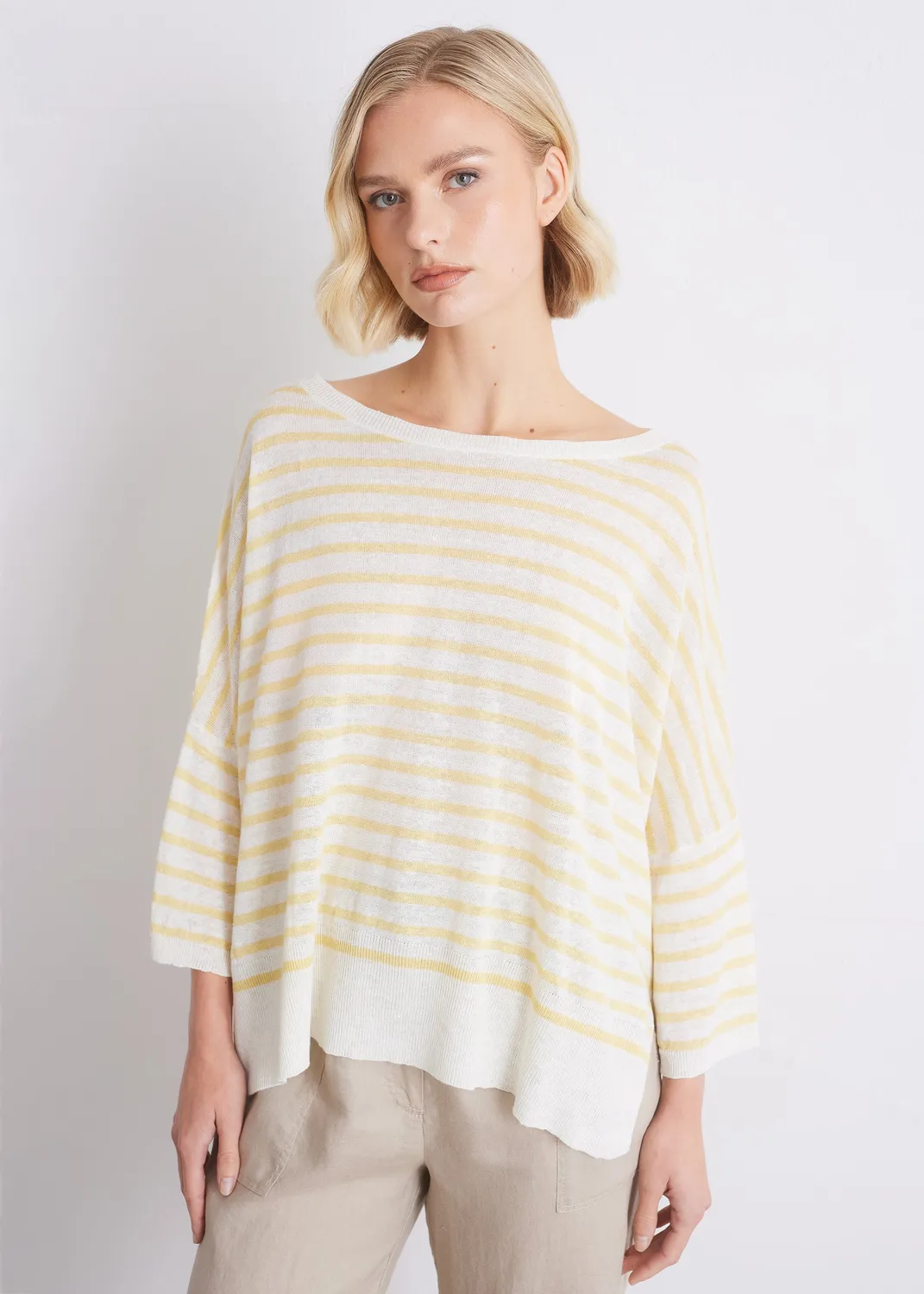 Senatex Leinenpullover Vanilla Combo gestreift