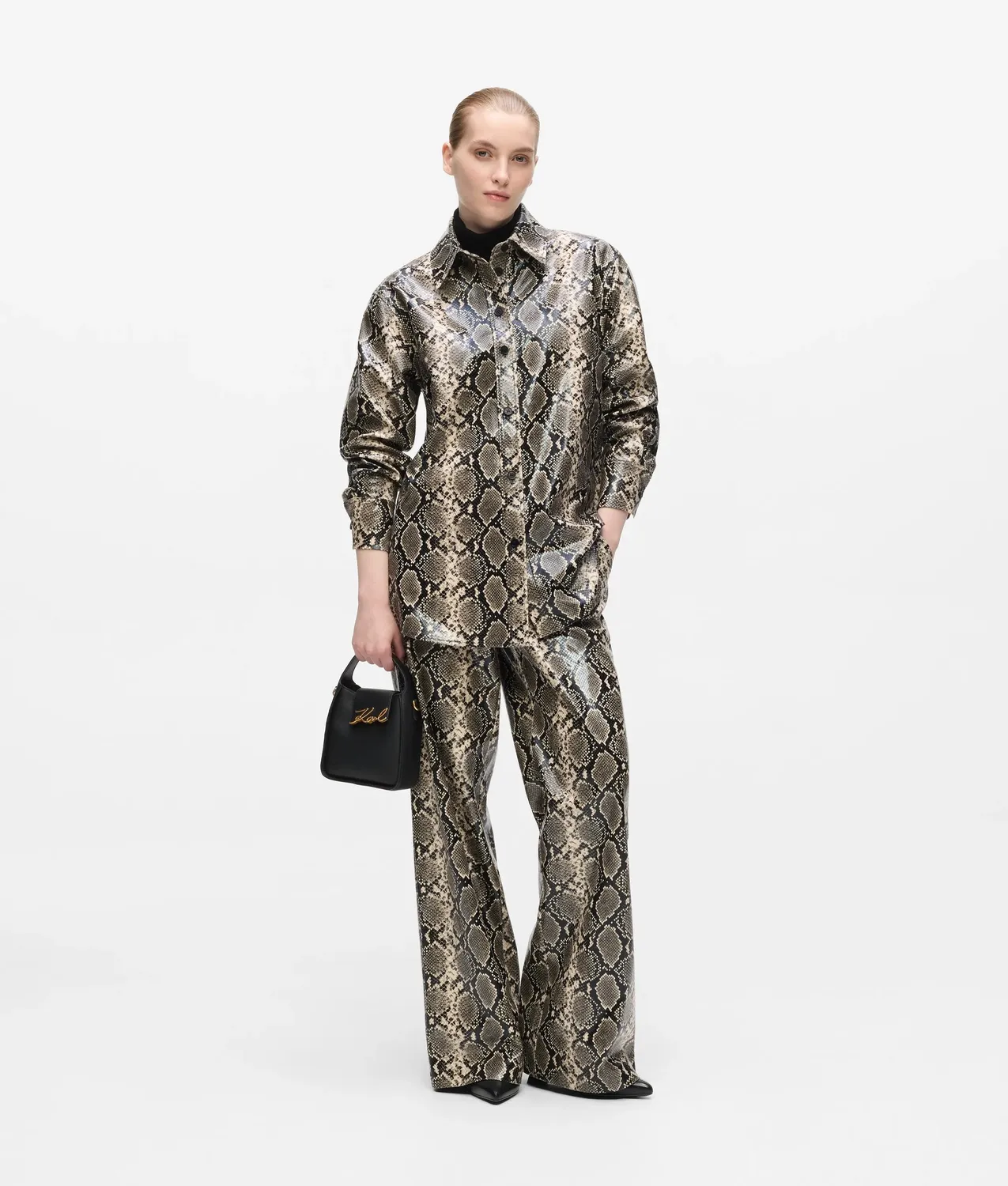 Karl Lagerfeld Faux-Python Overshirt mit Nieten