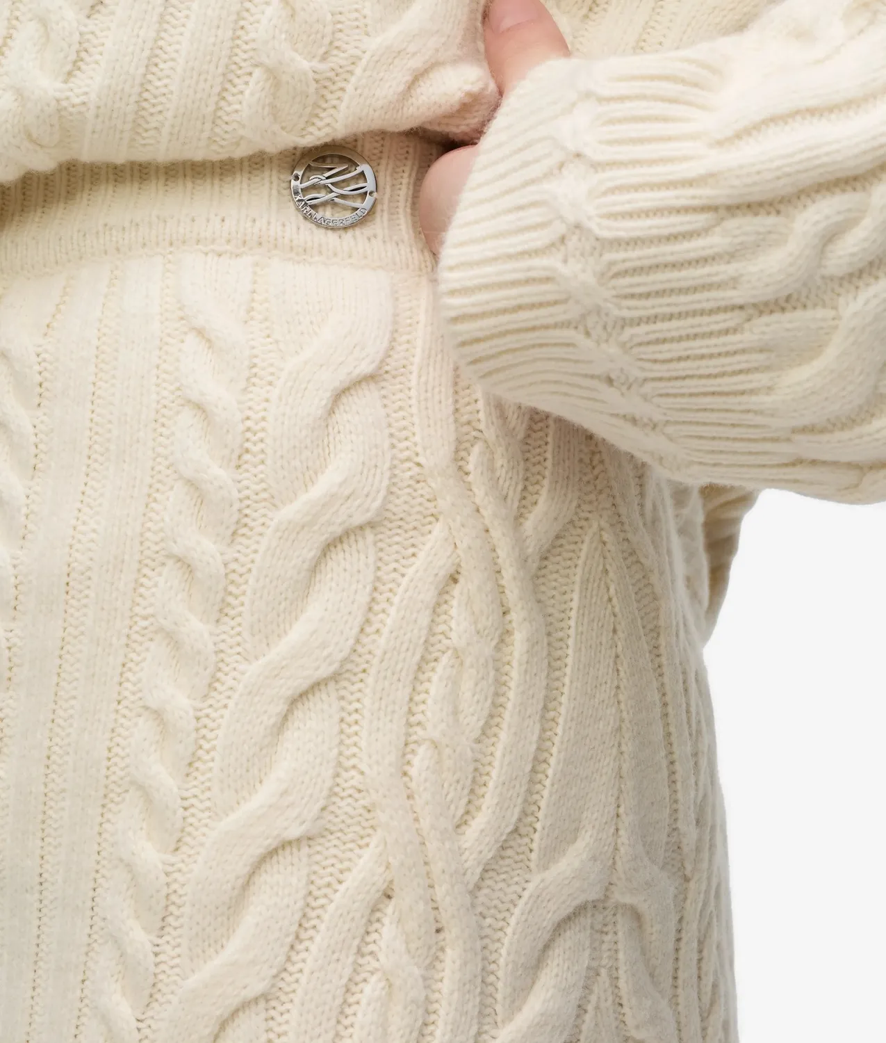 Karl Lagerfeld Cable Knit Strickrock Midi Wolle