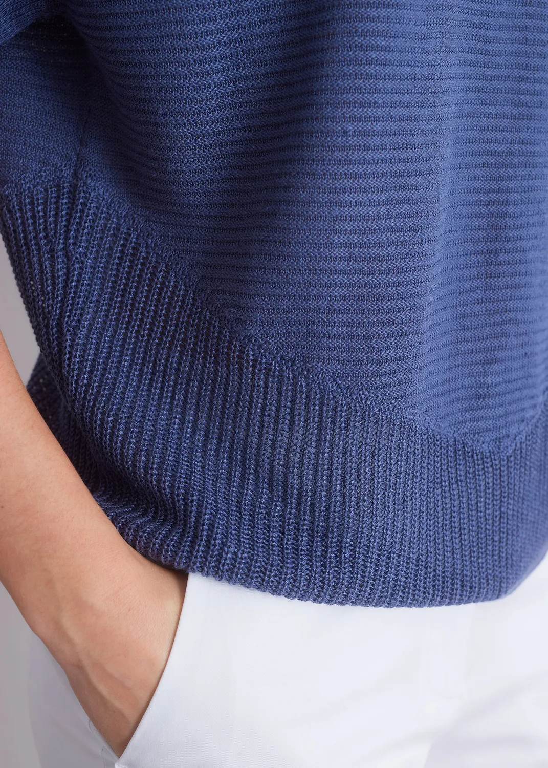 Senatex Strickshirt reines Leinen Grenadine kurzarm