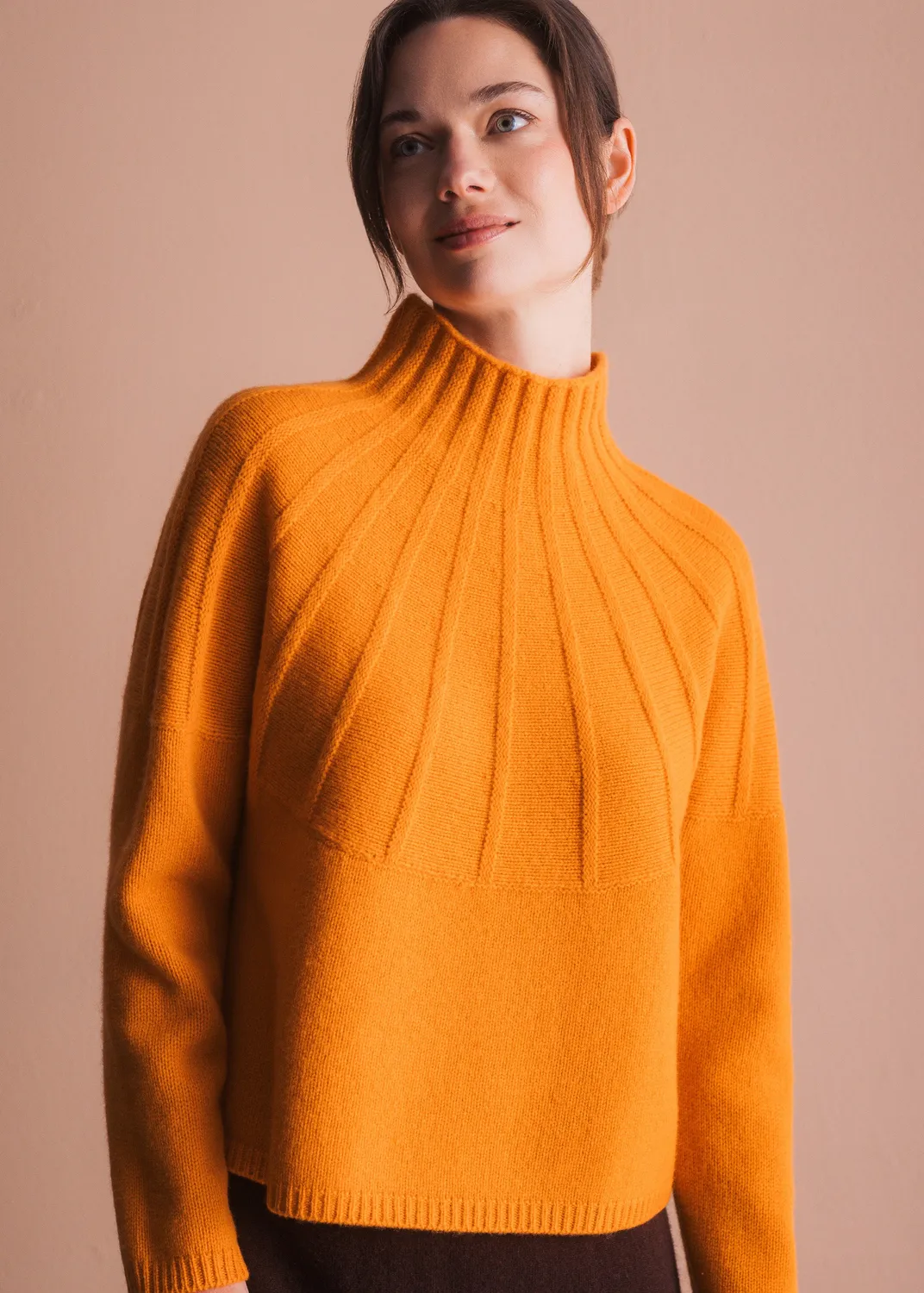 Senatex Stehkragen Pullover Merinowolle Orange