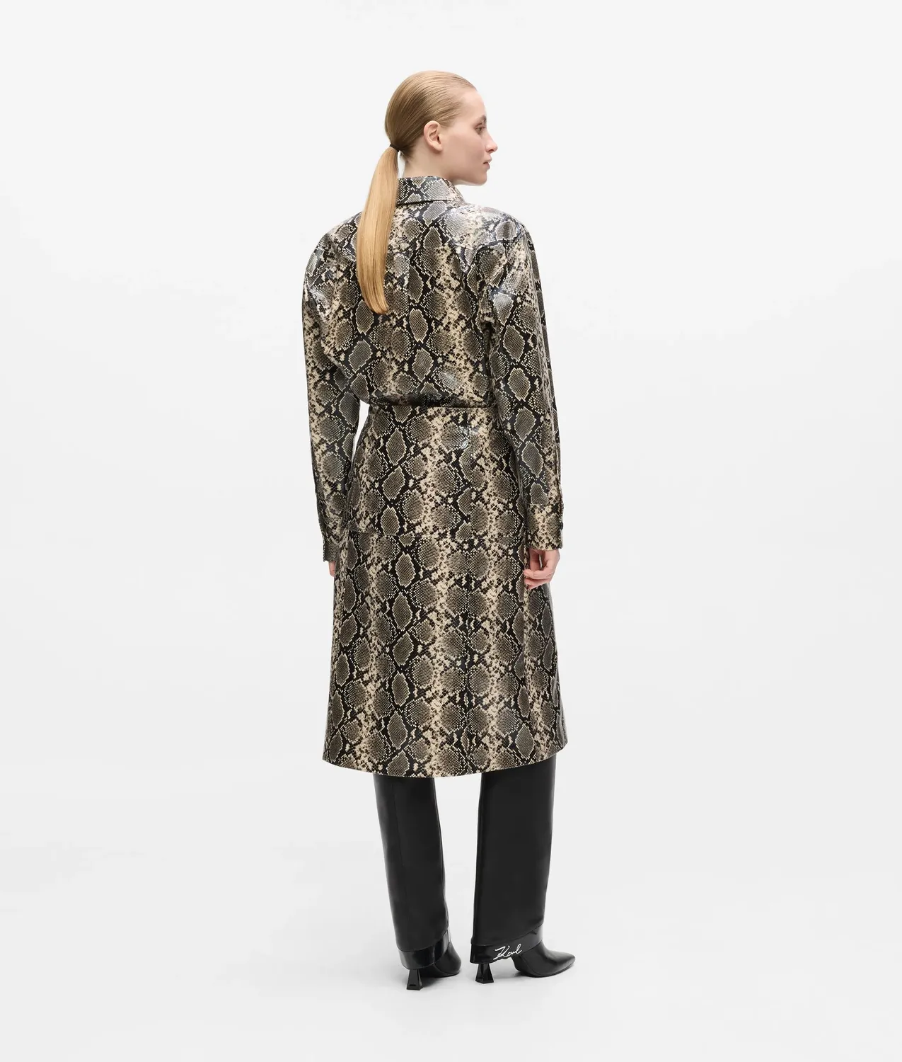 Karl Lagerfeld Faux-Python Midi Rock Schwarz Gr. 0-10