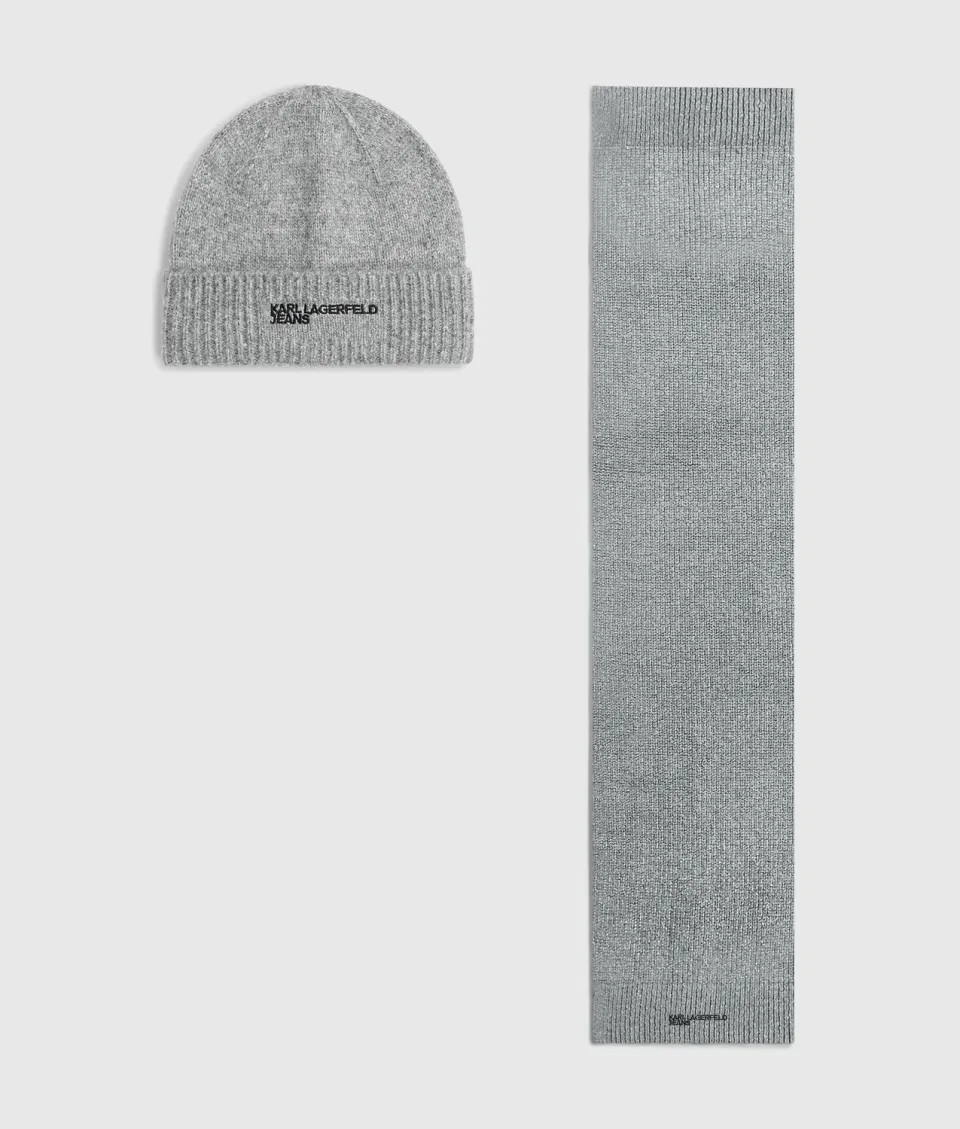Karl Lagerfeld Jeans Melange Mütze Schal Set One Size