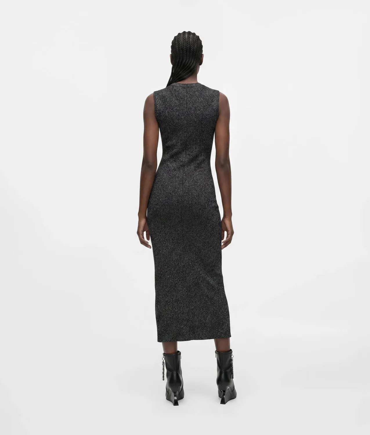 Karl Lagerfeld Metallic Strickkleid Ripstrick Schlitz