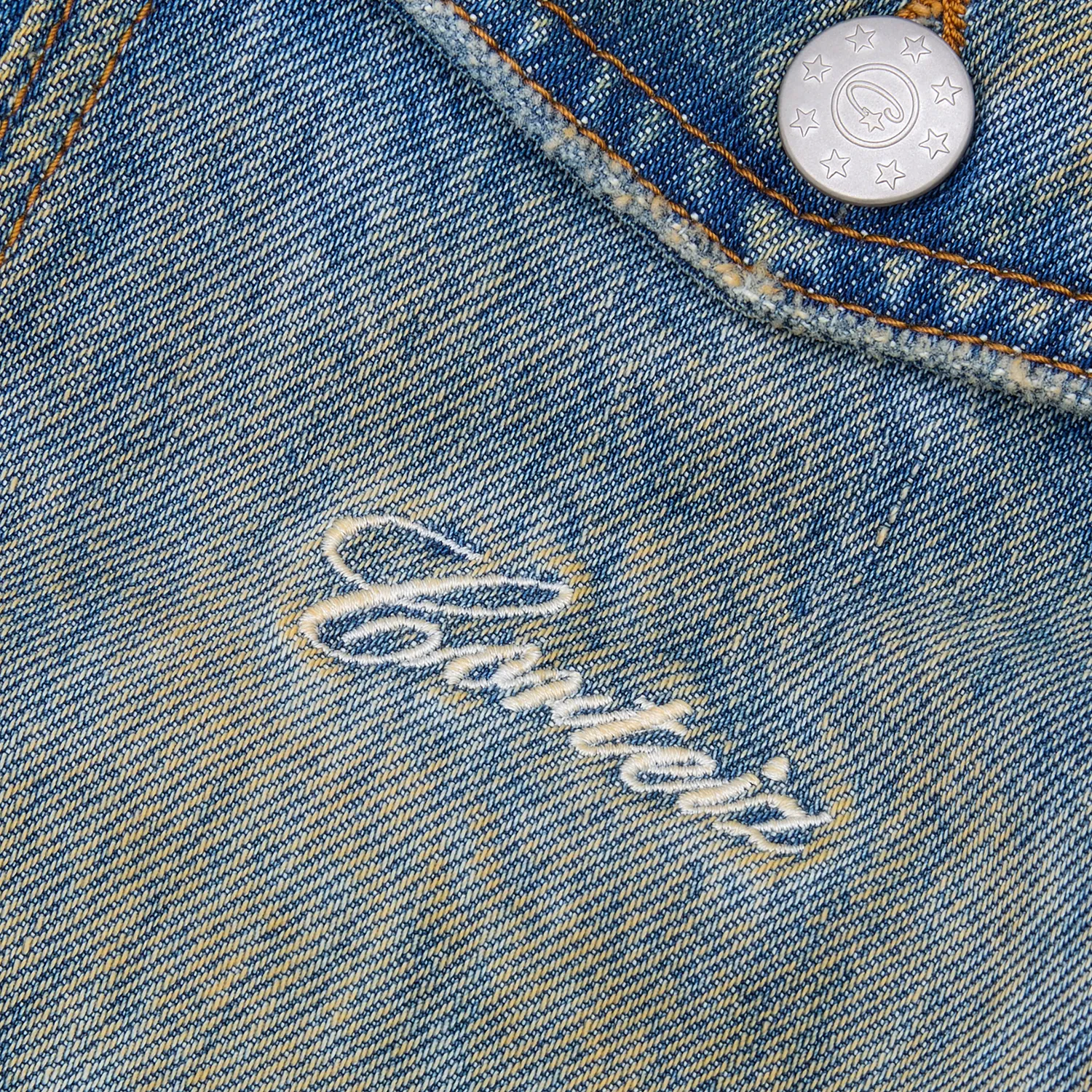 Corteiz Ardwear Panel Jeansjacke Washed Indigo 14oz Denim