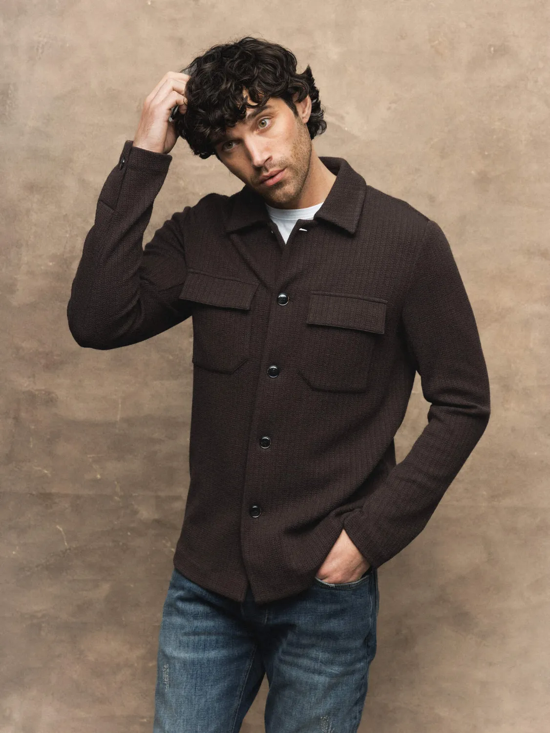 Mos Mosh MMGAustin Knit Overshirt Navy Herren