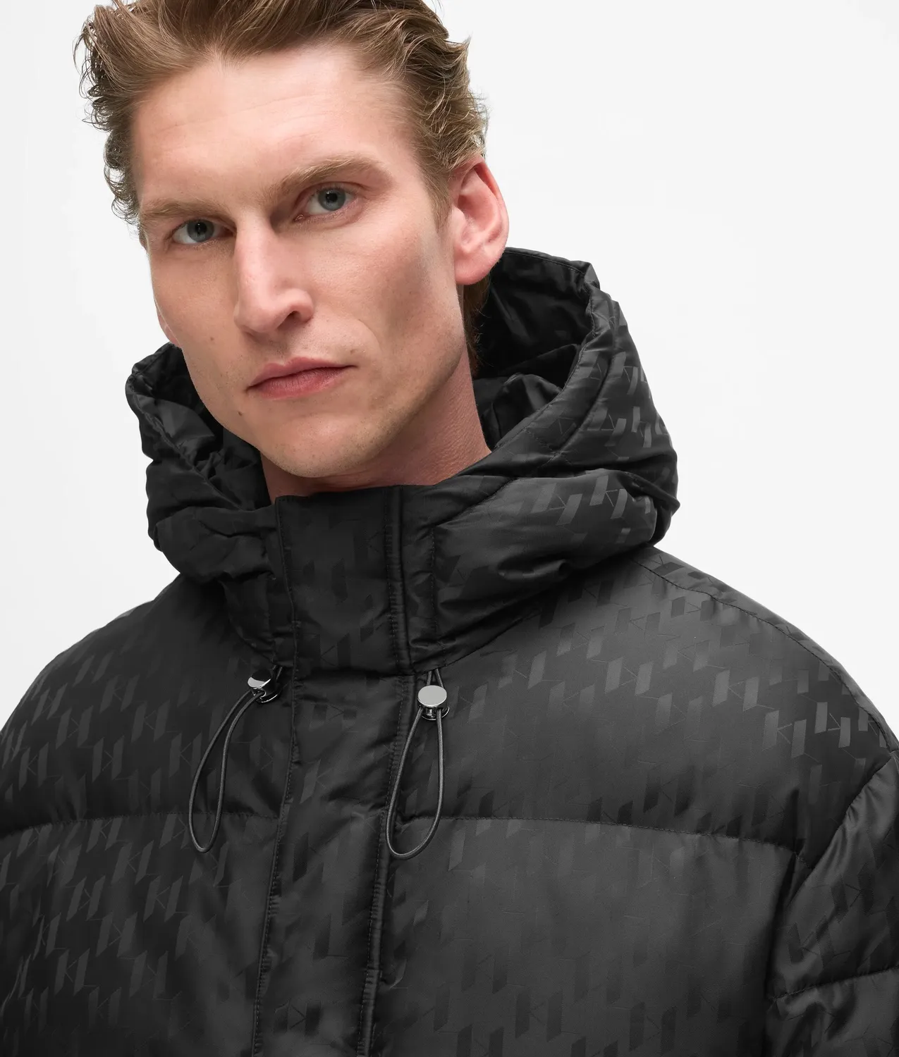Karl Lagerfeld Monogram Puffer Jacke Kapuze Herren
