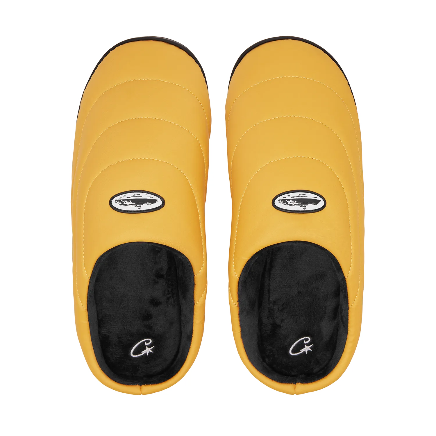 Corteiz Crib Crep Hausschuhe Gelb Microfleece