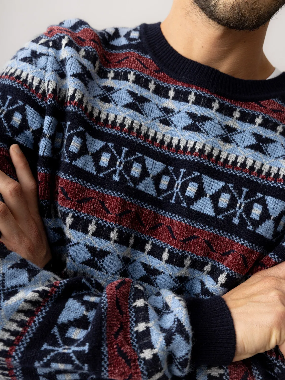 Mos Mosh Patterson Jacquard Strickpullover Retro Regular