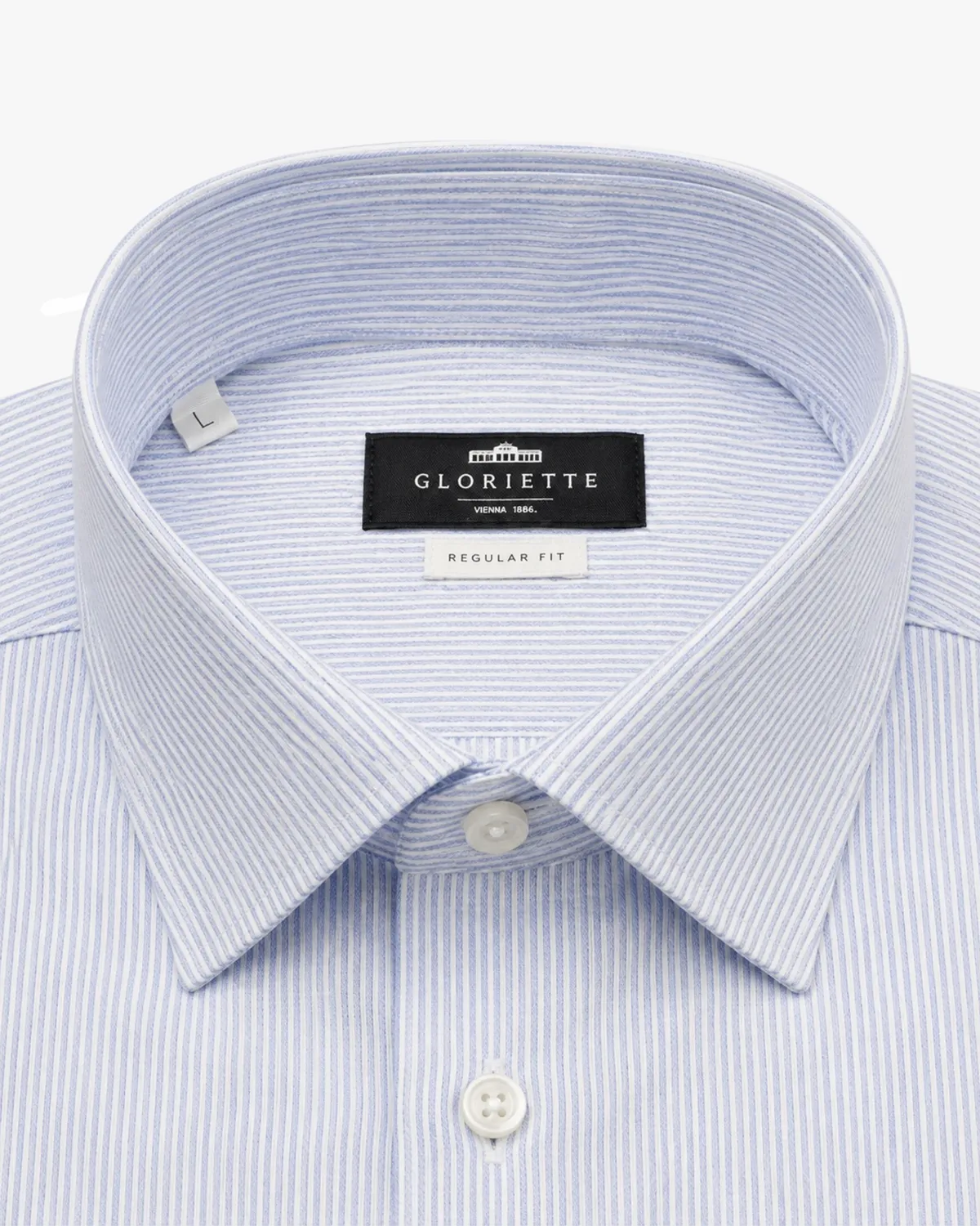 Gloriette Nadelstreifen Hemd Regular Fit Hellblau Baumwolle