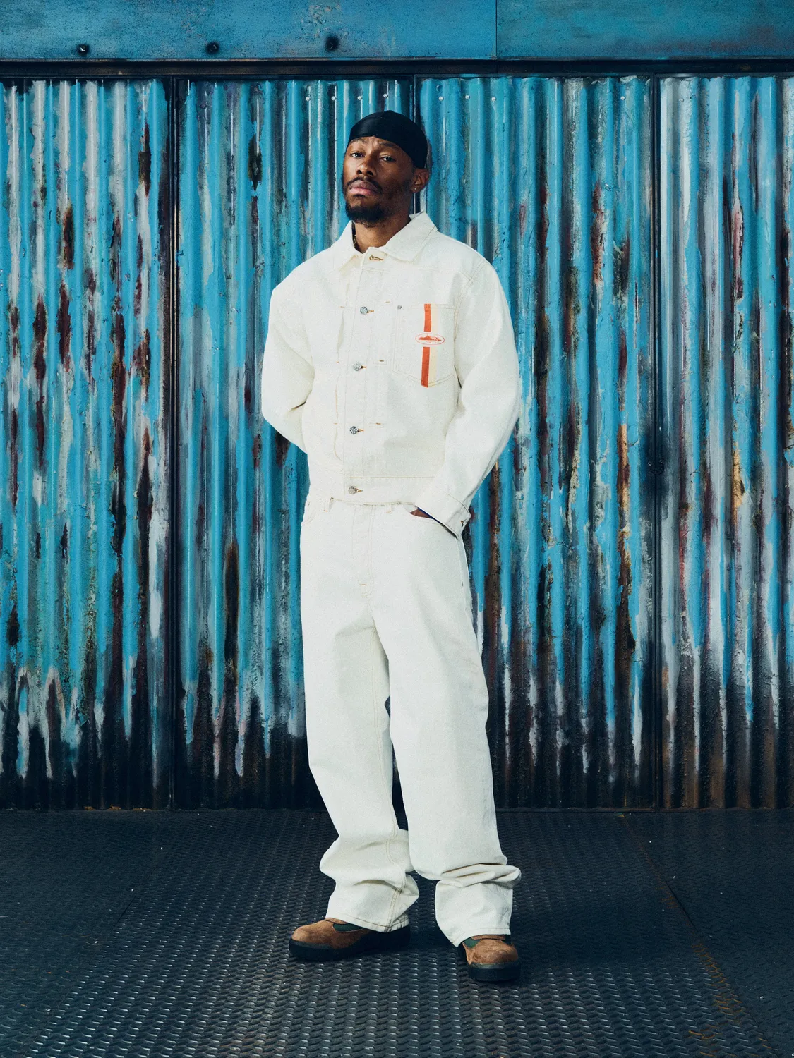 Corteiz Dual Stripe Jeansjacke Off-White 14oz Denim