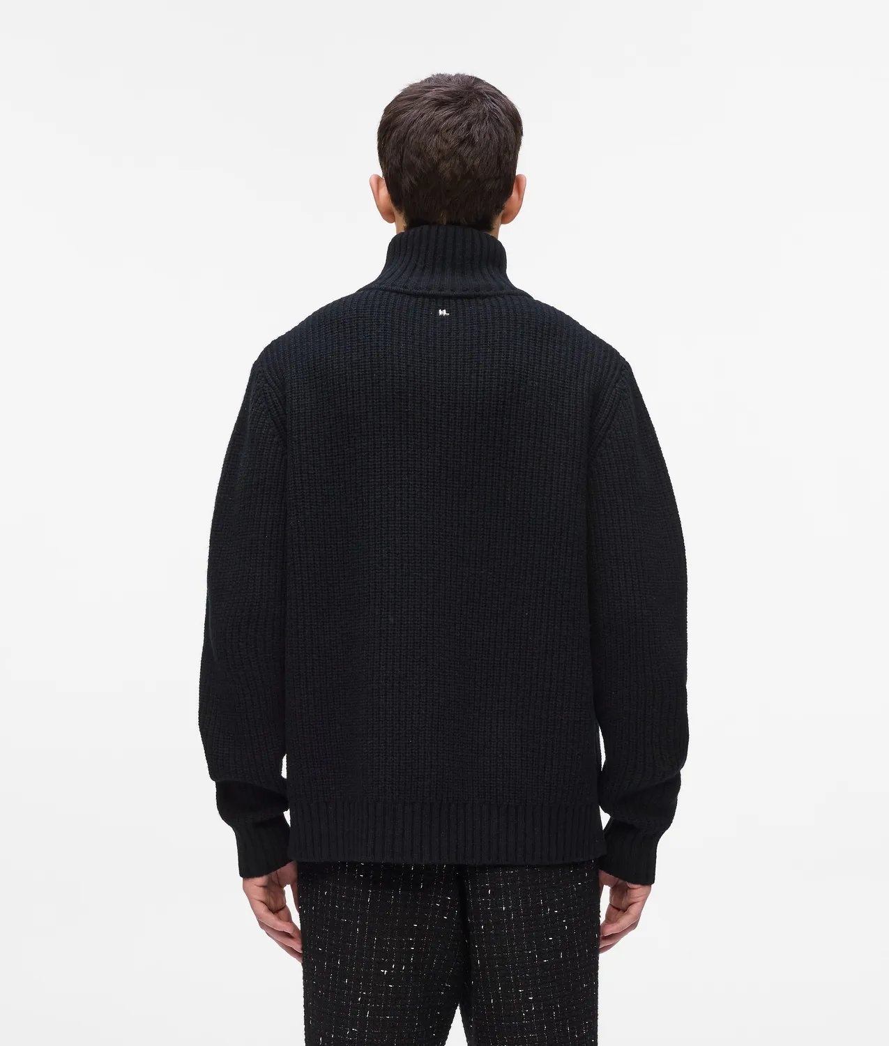 Karl Lagerfeld Half-Zip Turtleneck Pullover Lammwolle gerader Schnitt