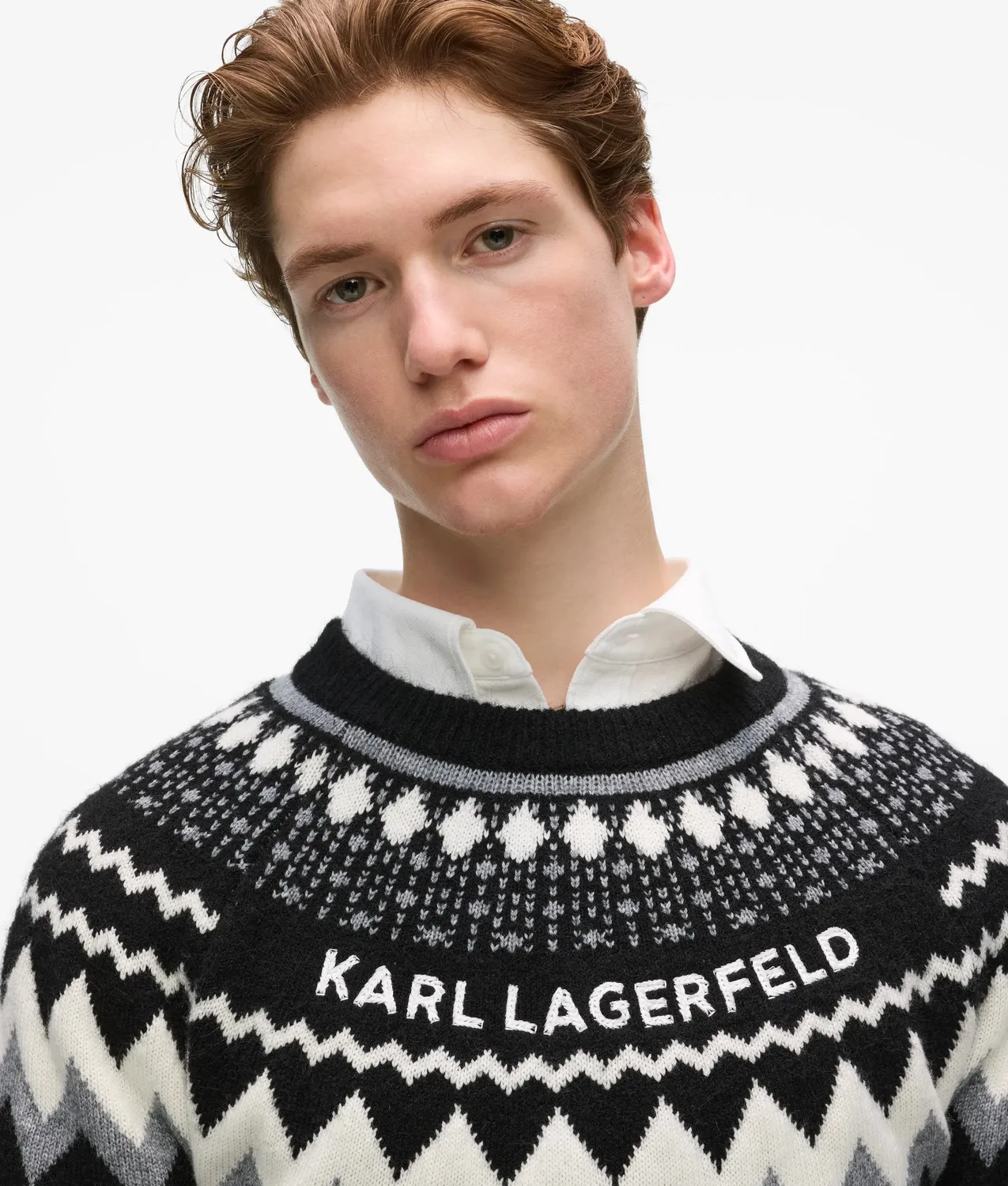 Karl Lagerfeld Fairisle Strickpullover Logo Crew-Neck