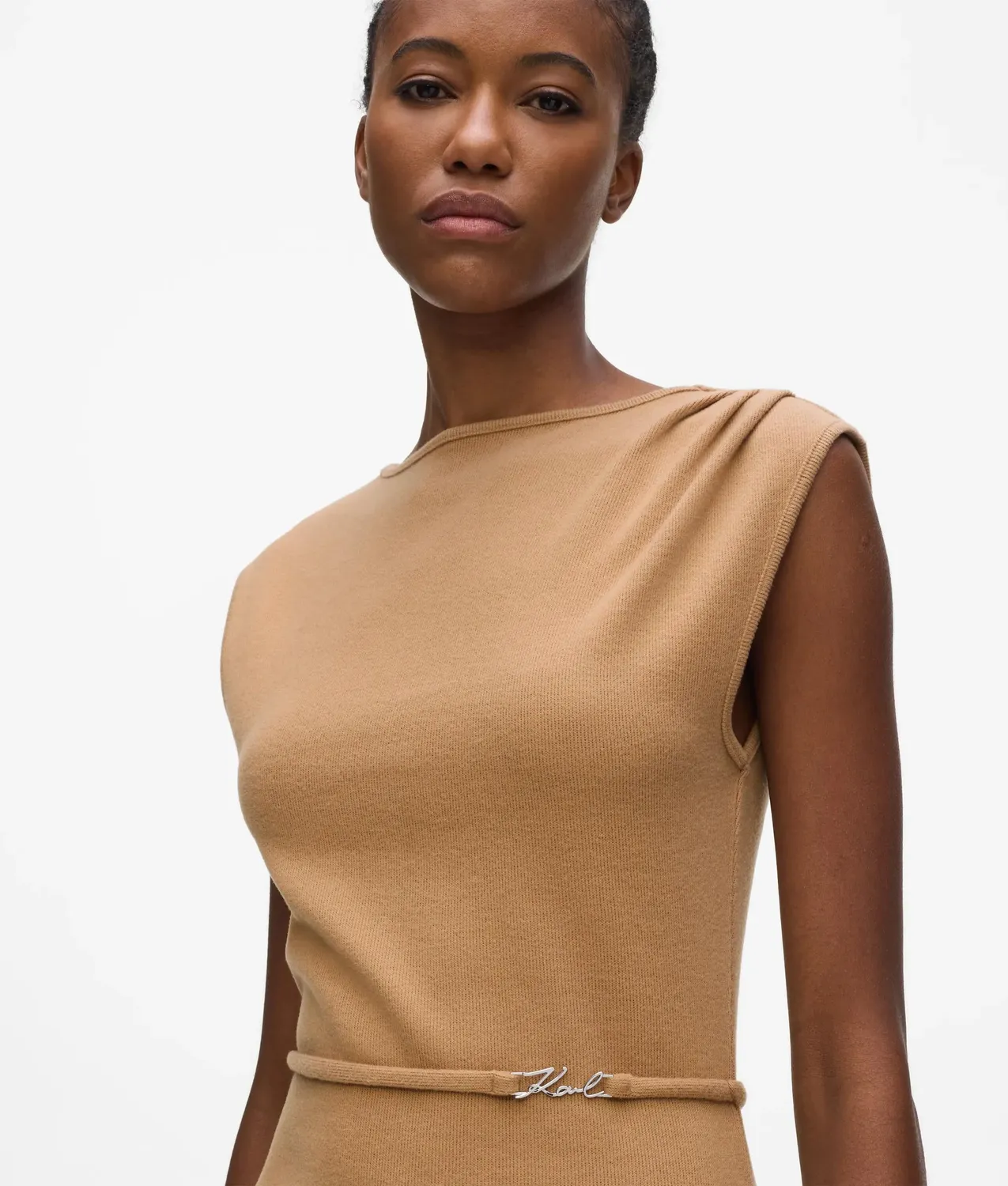 Karl Lagerfeld Jerseykleid ärmellos Gürtel Falten