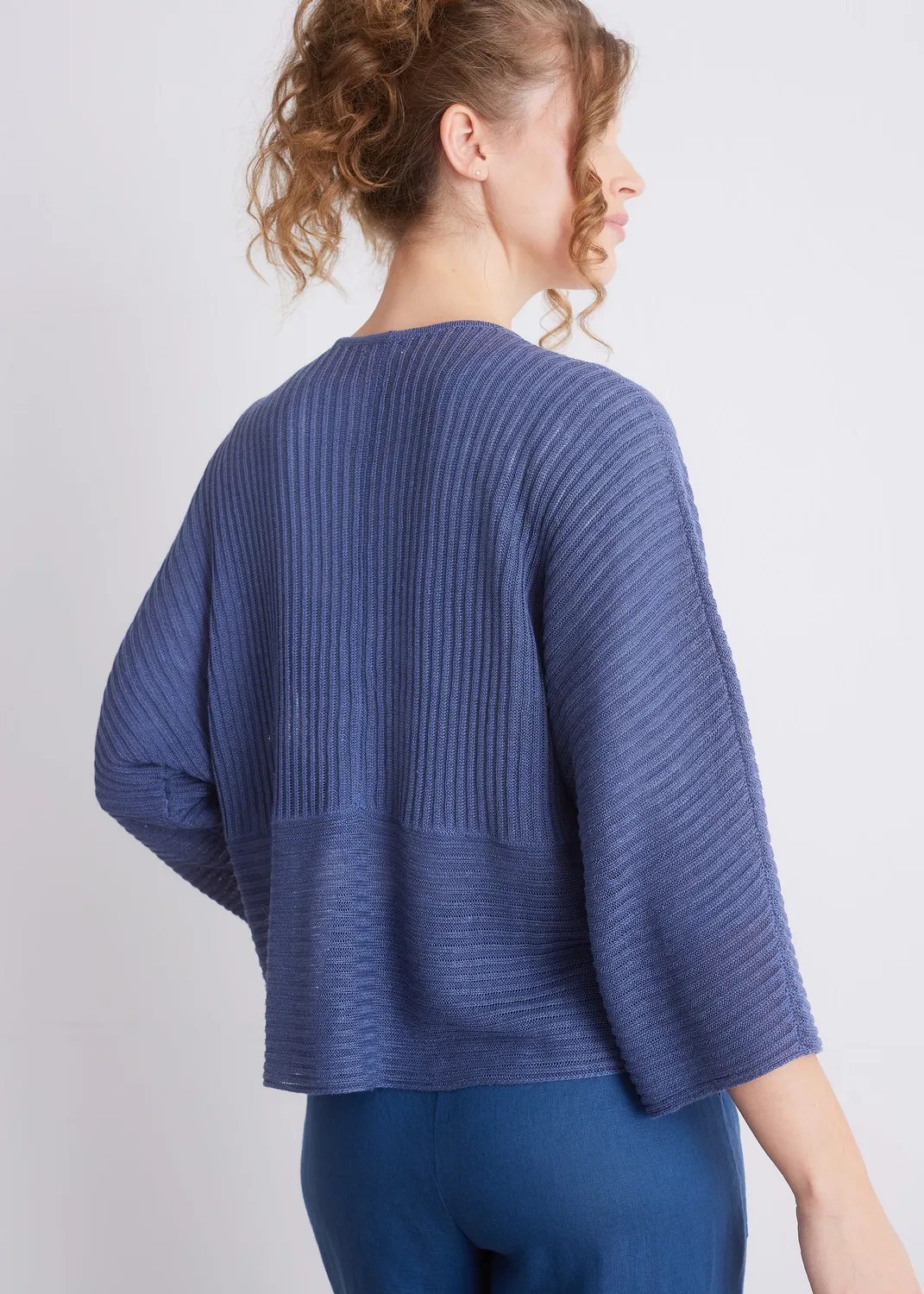 Senatex Cardigan Leinen White offene Front Sommer