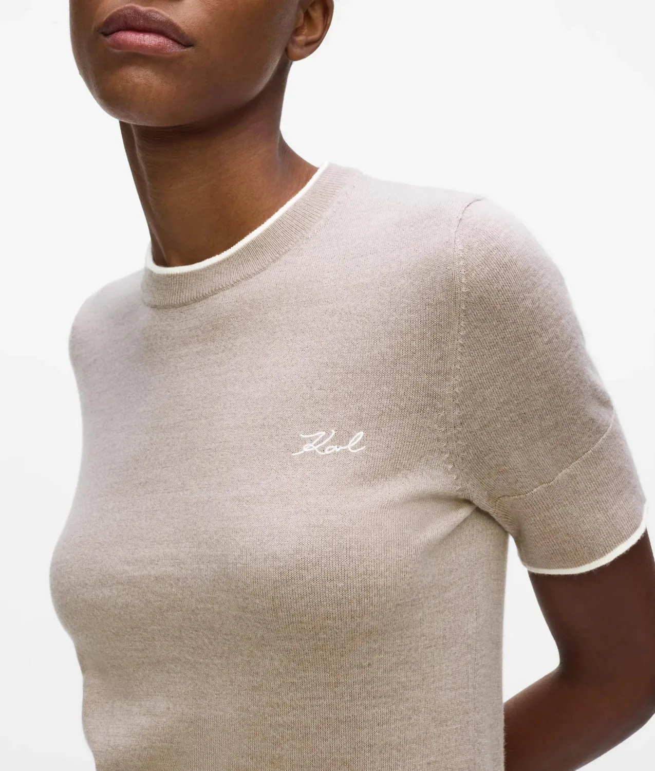Karl Lagerfeld Merino T-Shirt Paspel Wolle