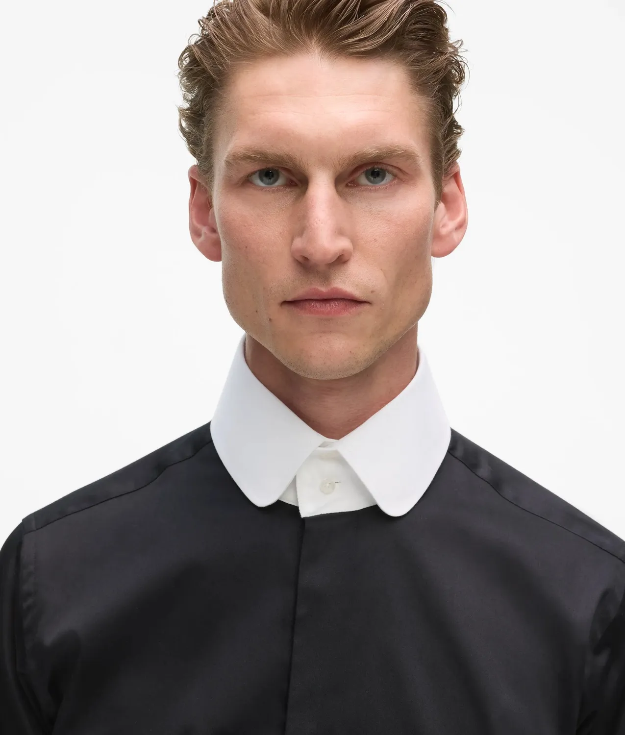 Karl Lagerfeld Modern-Fit Round Collar Hemd Stehkragen
