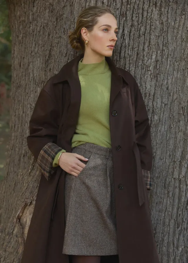 Senatex Trenchcoat mit Kordelzug Dunkelbraun Jacke Choco Bio