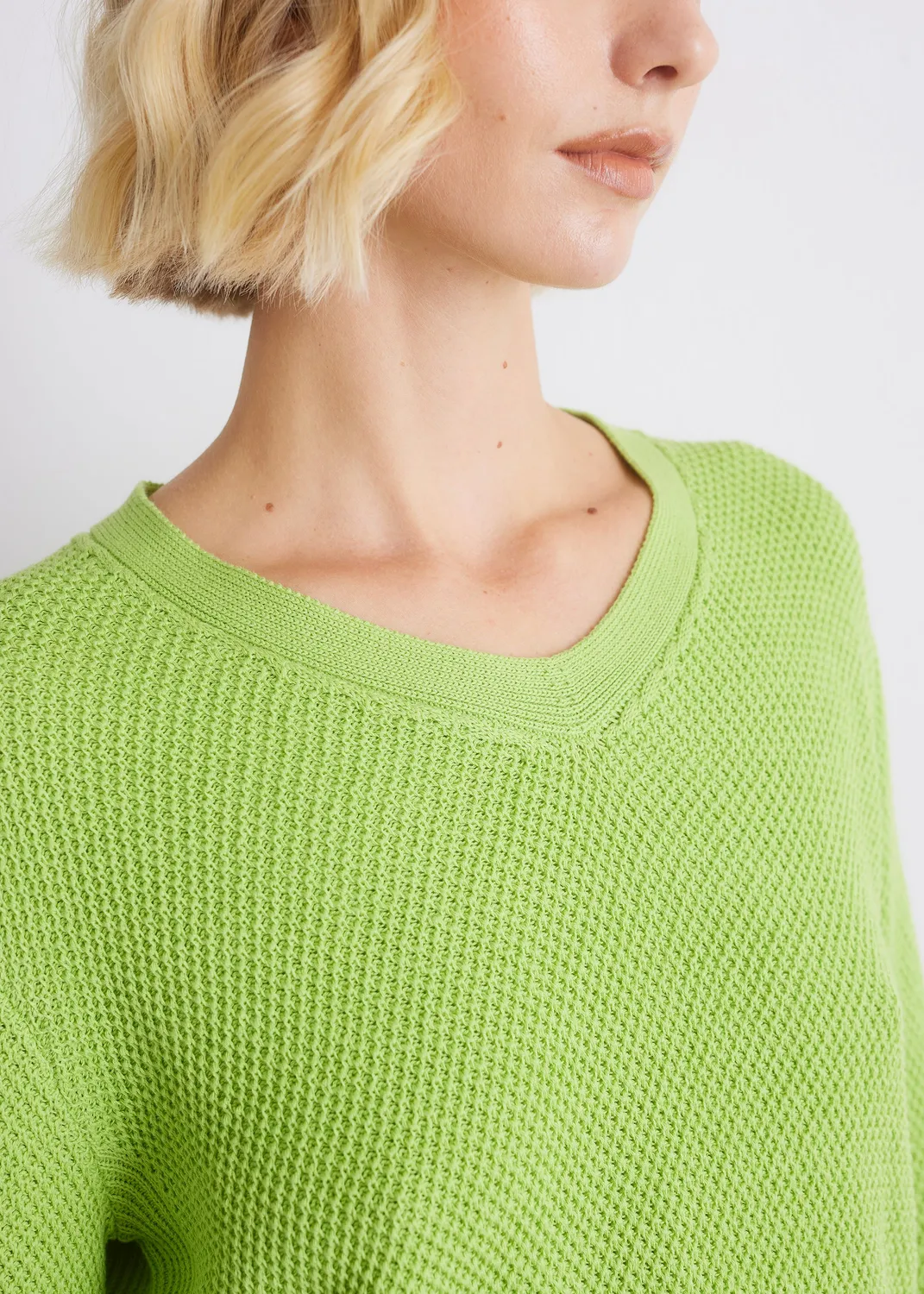 Senatex Baumwollpullover V-Ausschnitt Pullover Cream Bio-GOTS