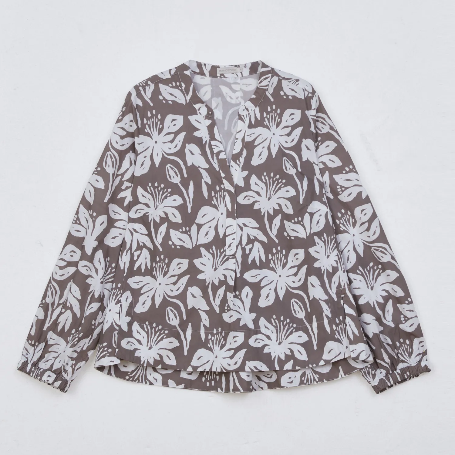 Senatex Bluse Tropical Shadow Gemustert V-Ausschnitt