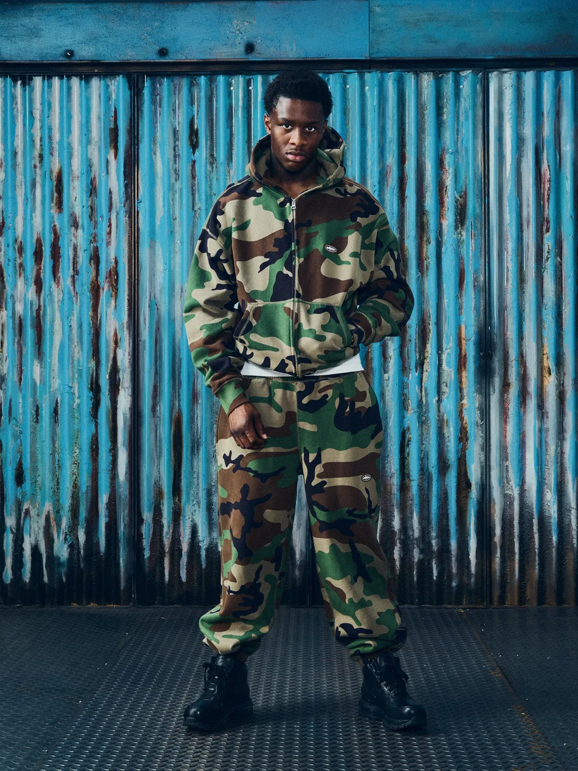 Corteiz Mini Island Hoodie Trainingsanzug Woodland Camo 440GSM