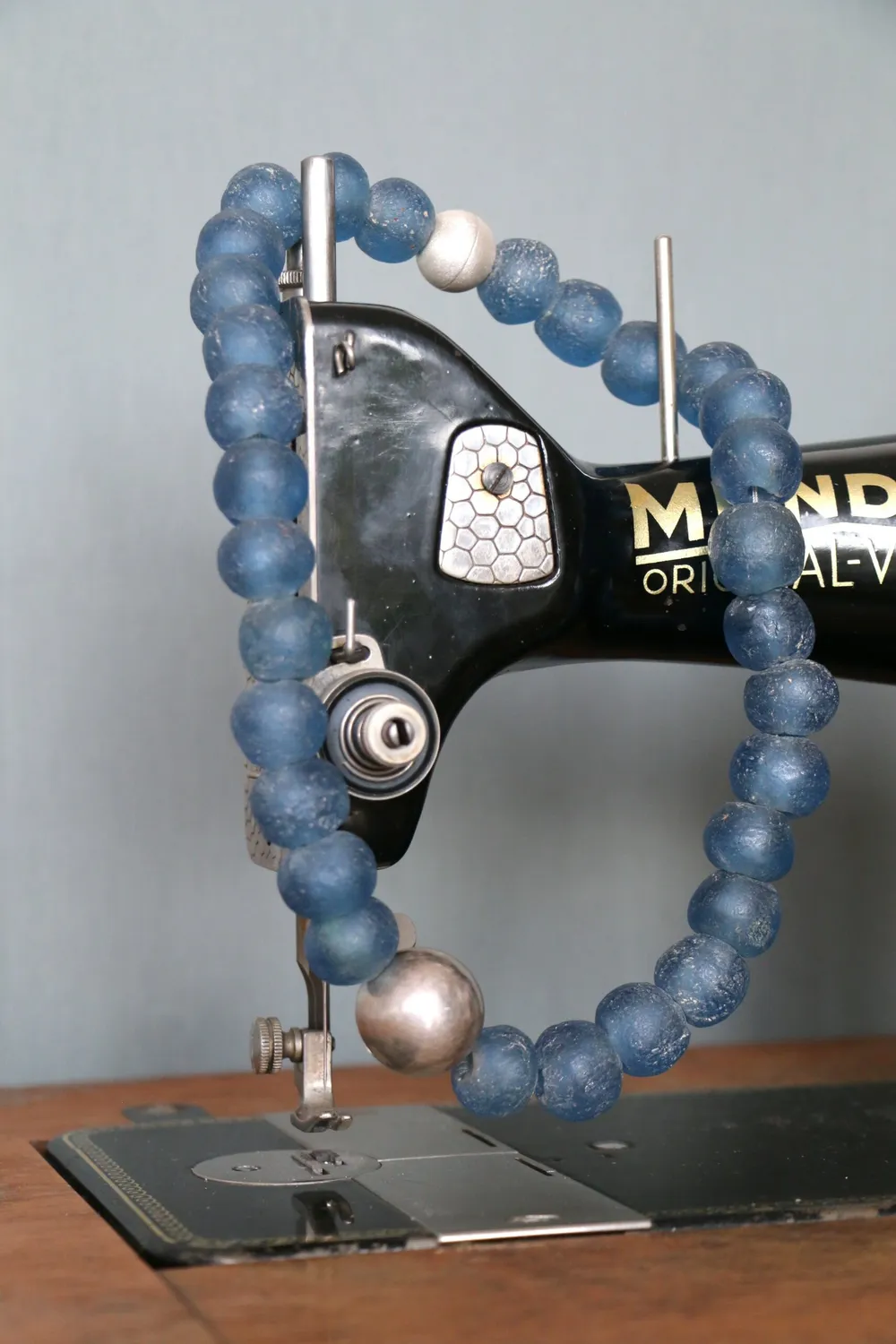 isarti Mare Blu Kette Einzelstück Glasperlen 52cm blau