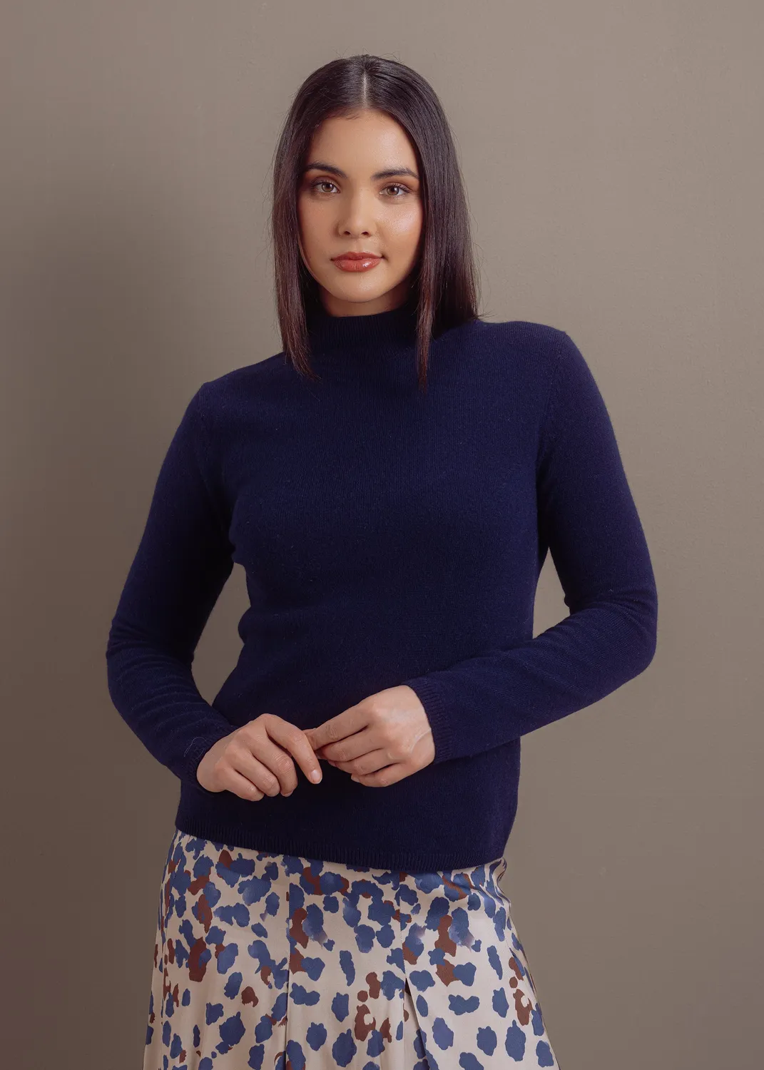Senatex Feinstrick-Rollkragenpullover Merinowolle Silver