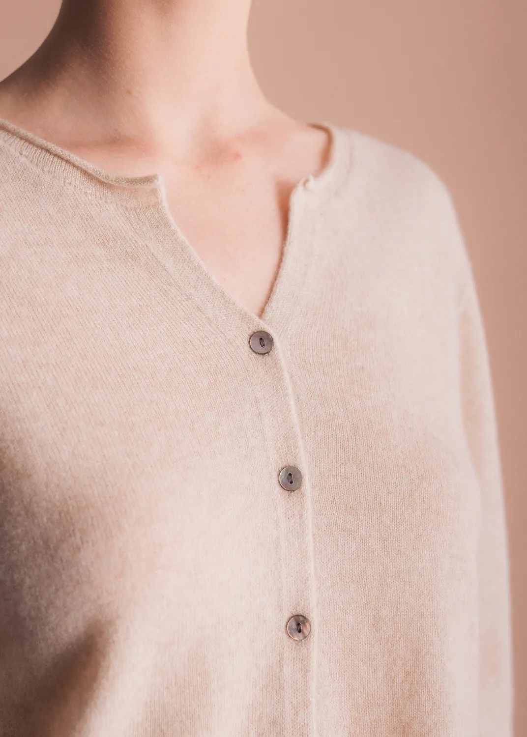 Senatex Strickjacke mit V-Ausschnitt Cardigan Navy Kaschmir