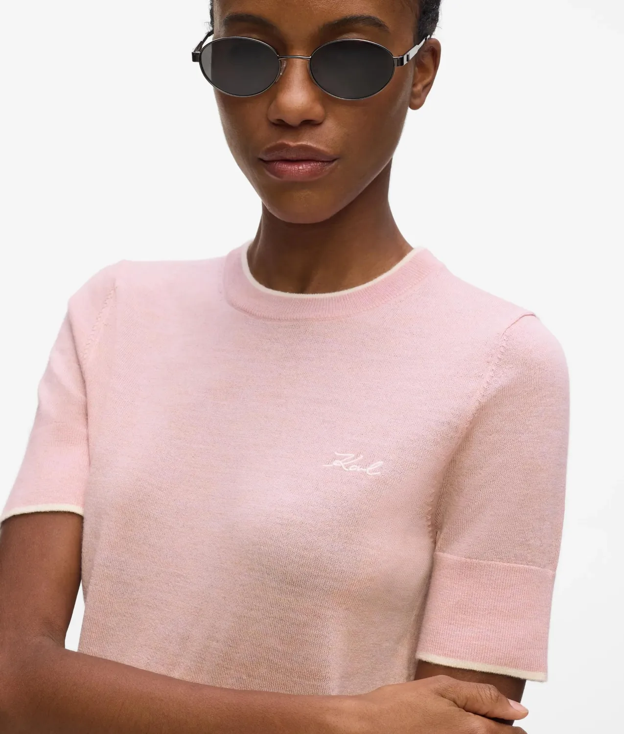 Karl Lagerfeld Merino T-Shirt Kurzarm Merinowolle