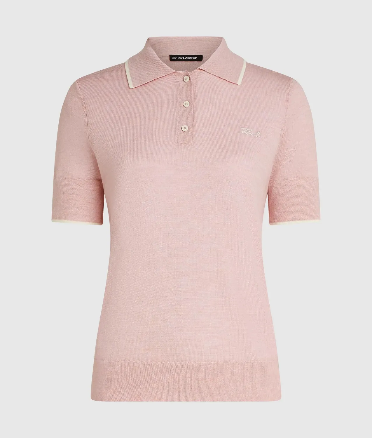 Karl Lagerfeld Merino Poloshirt kurzarm Paspel