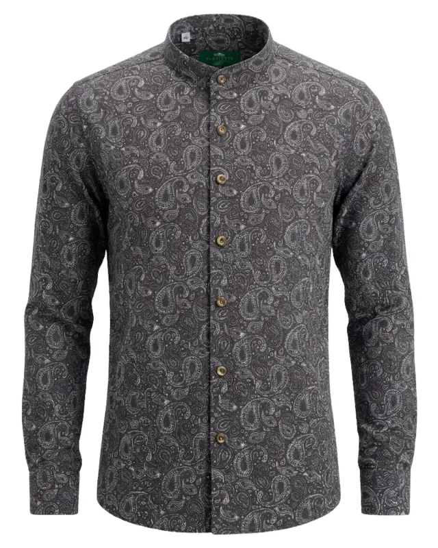 Gloriette Trachtenhemd Stehkragen Paisley Braun Baumwolle