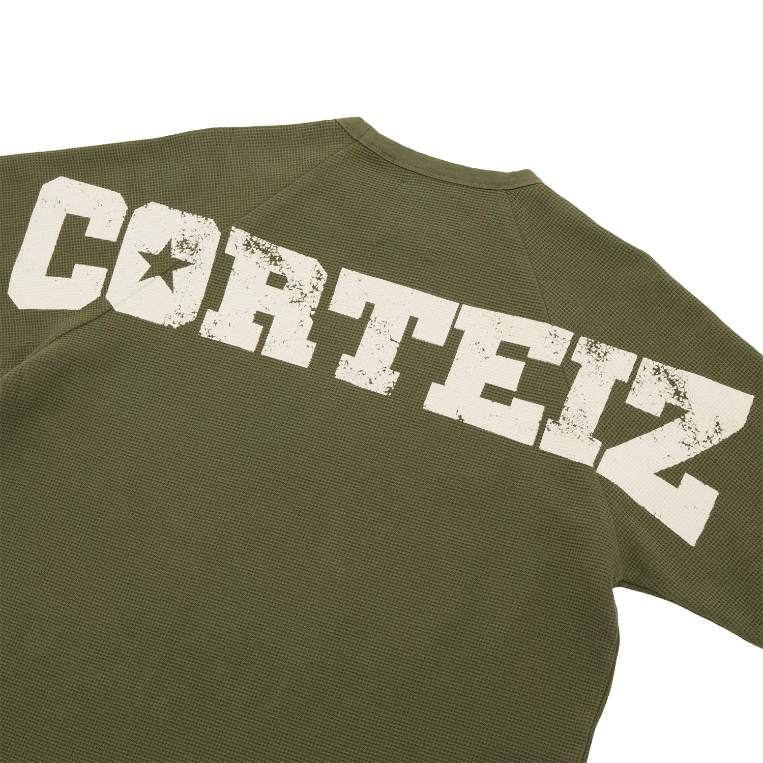 Corteiz Star Raglan Waffle Thermal Longsleeve Olive Baumwolle