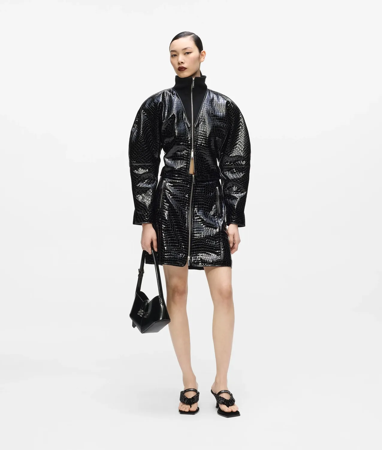 Karl Lagerfeld KL Studio Croco Lederrock Kroko
