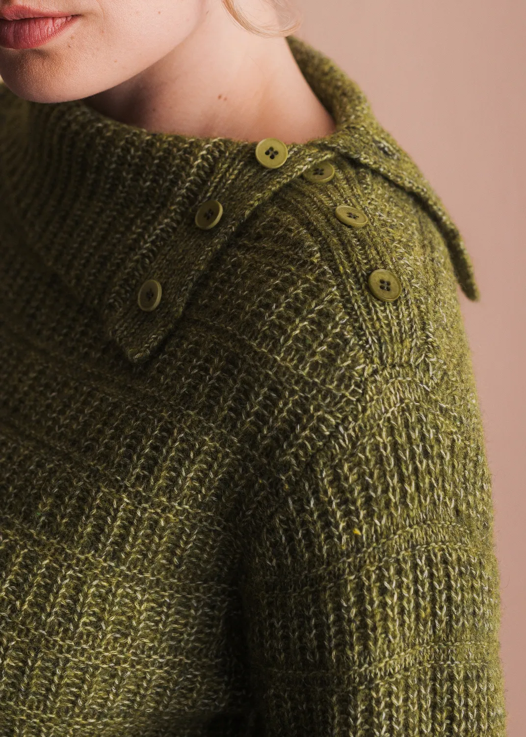 Senatex Pullover Kragendetail Wolle Cream Rippstrick