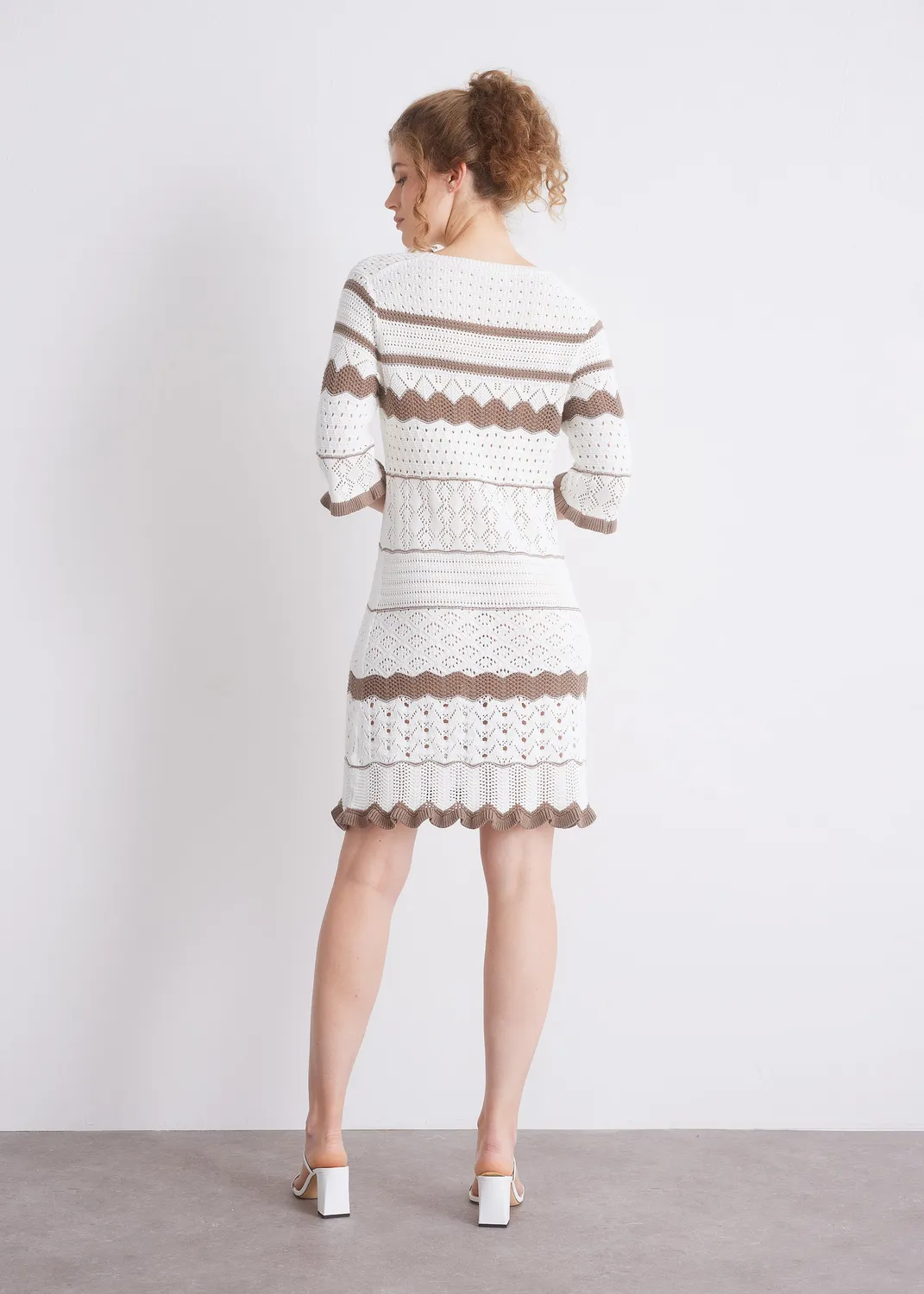 Senatex Ajourstrickkleid GOTS-Baumwolle 3/4-Arm