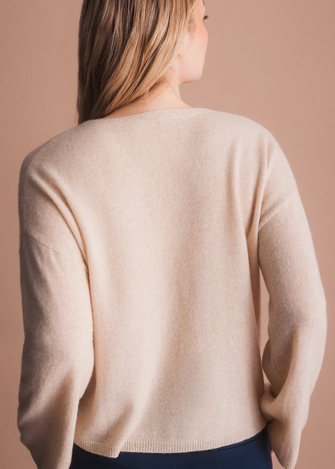 Senatex Kaschmirpullover mit weitem Ausschnitt Pullover Navy