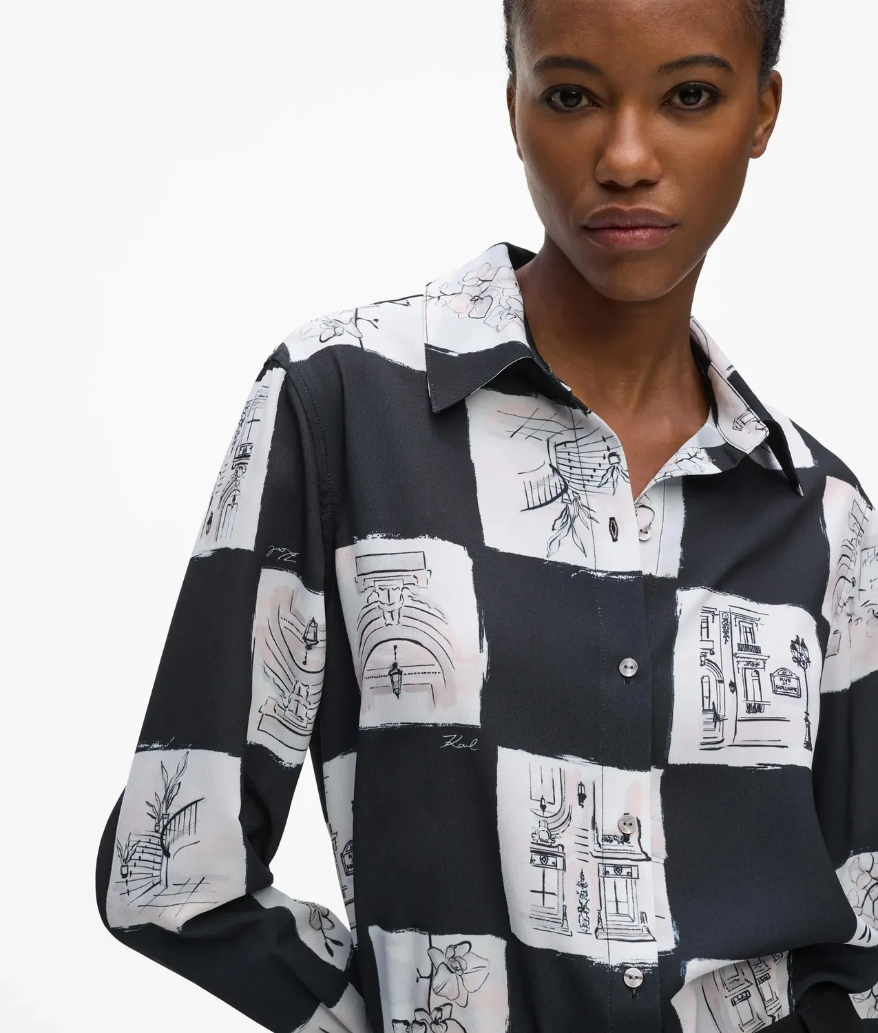 Karl Lagerfeld Bluse Damen Print Knopf