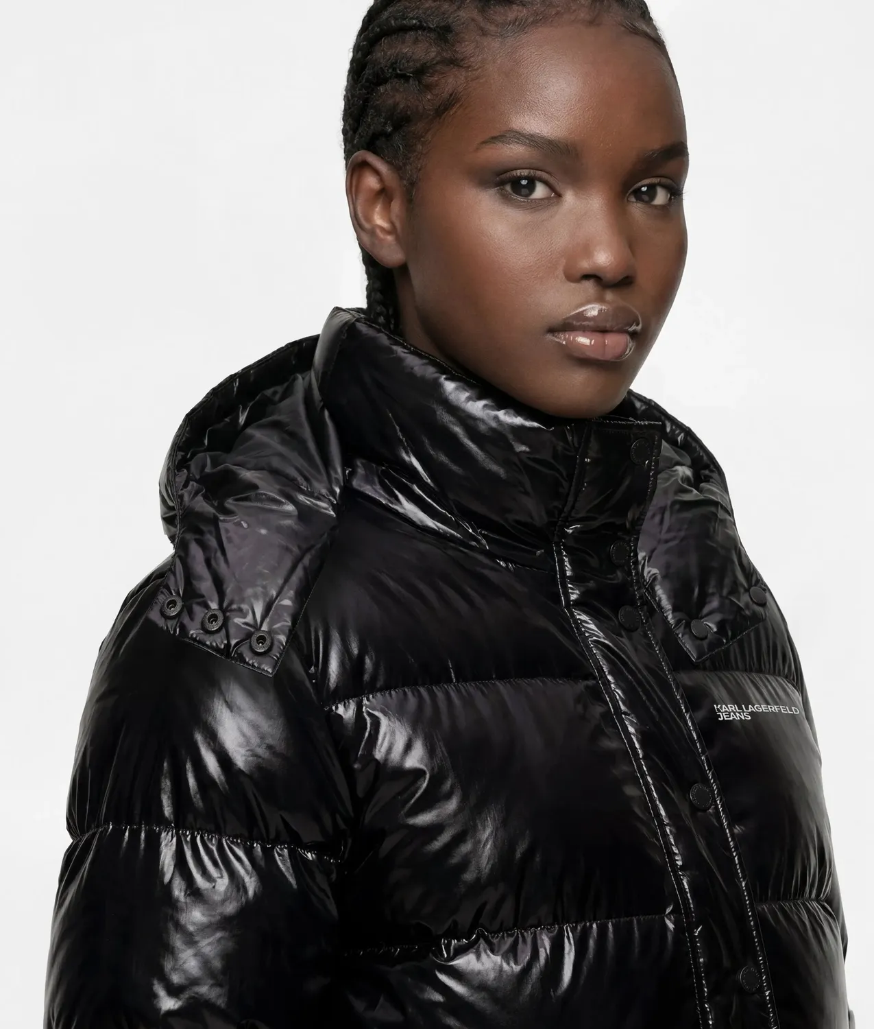 Karl Lagerfeld Pufferjacke glänzend Stepp schwarz
