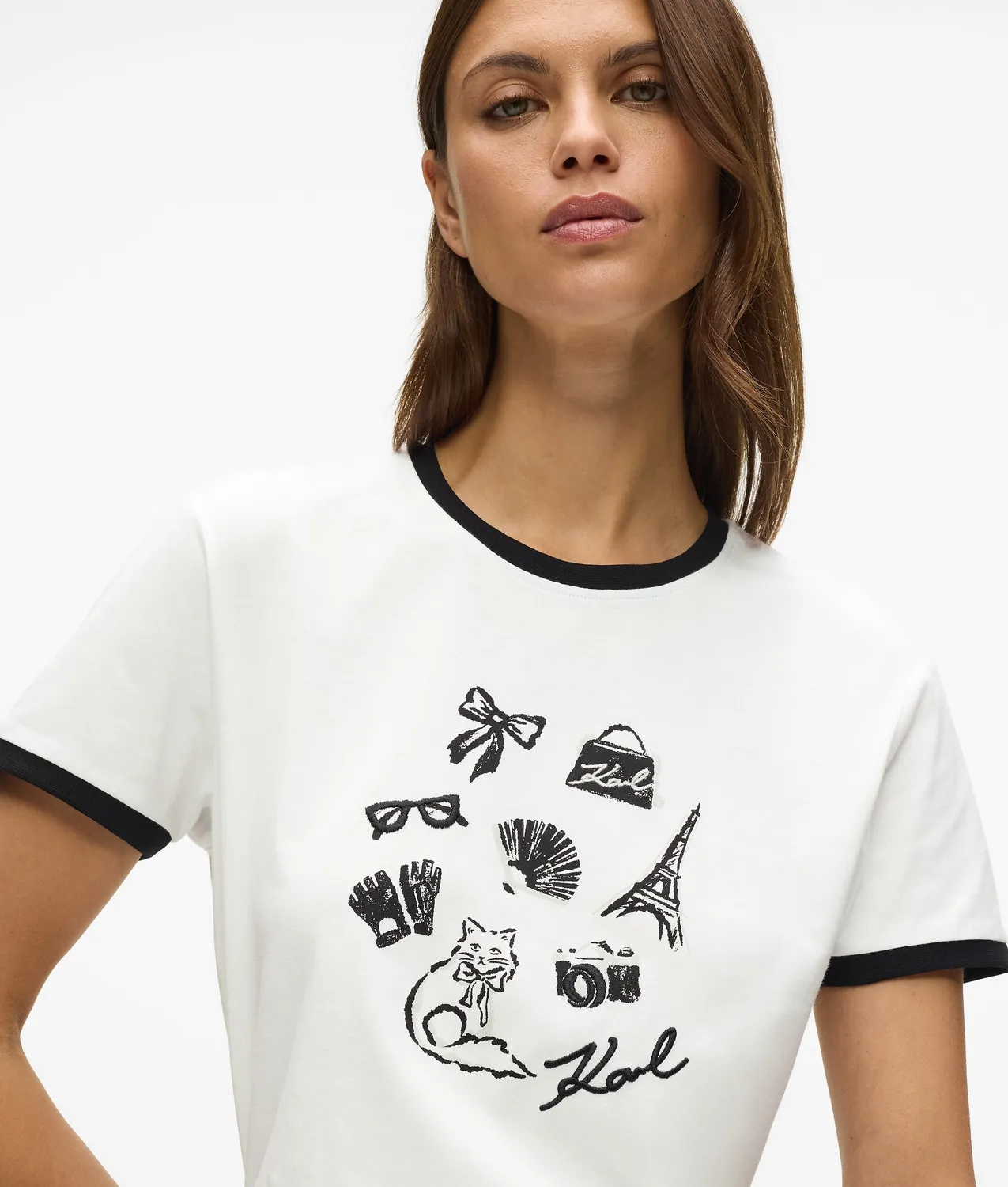 Karl Lagerfeld Karl Charms T-Shirt Damen M Bio-Baumwolle