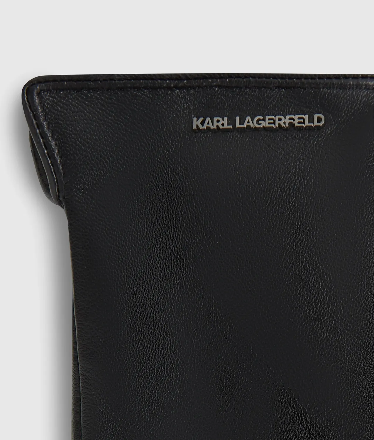 Karl Lagerfeld Logo Leder Handschuhe Touchscreen S