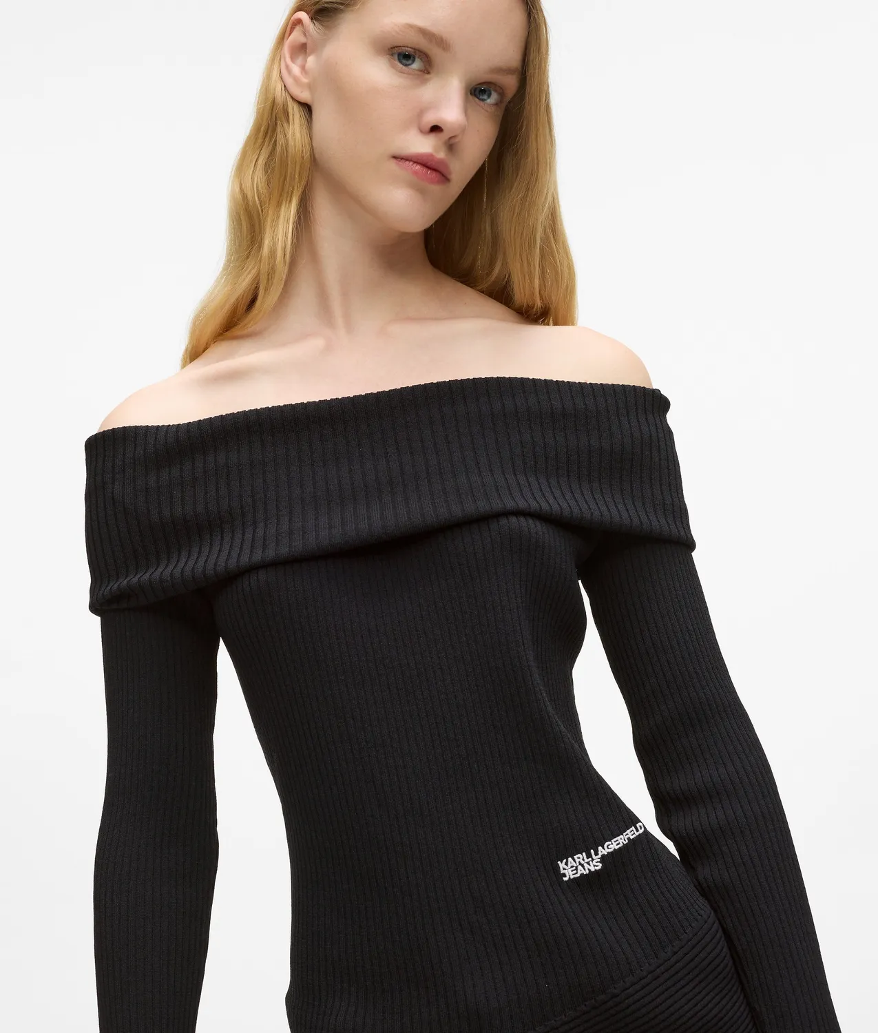 Karl Lagerfeld Off-Shoulder Stricktop Asymmetrisch