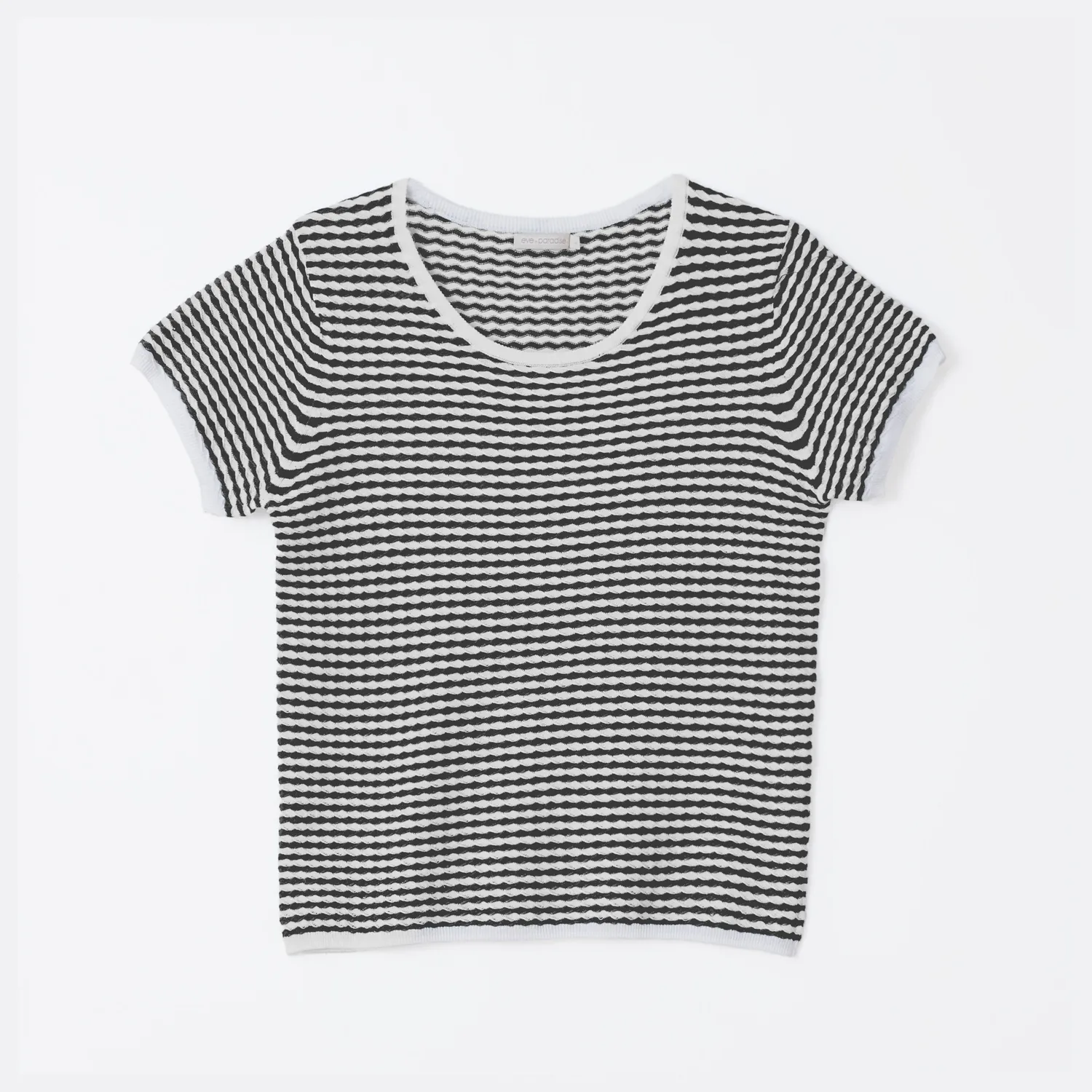 Senatex Kurzarmstrickshirt Strukturstreifen Mocca Combo