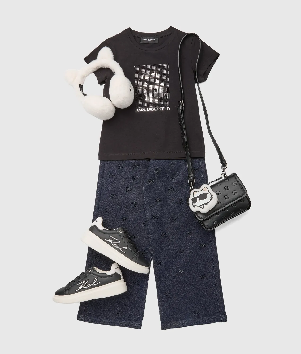 Karl Lagerfeld Ikon Choupette Rhinestone T-Shirt Mädchen Strass