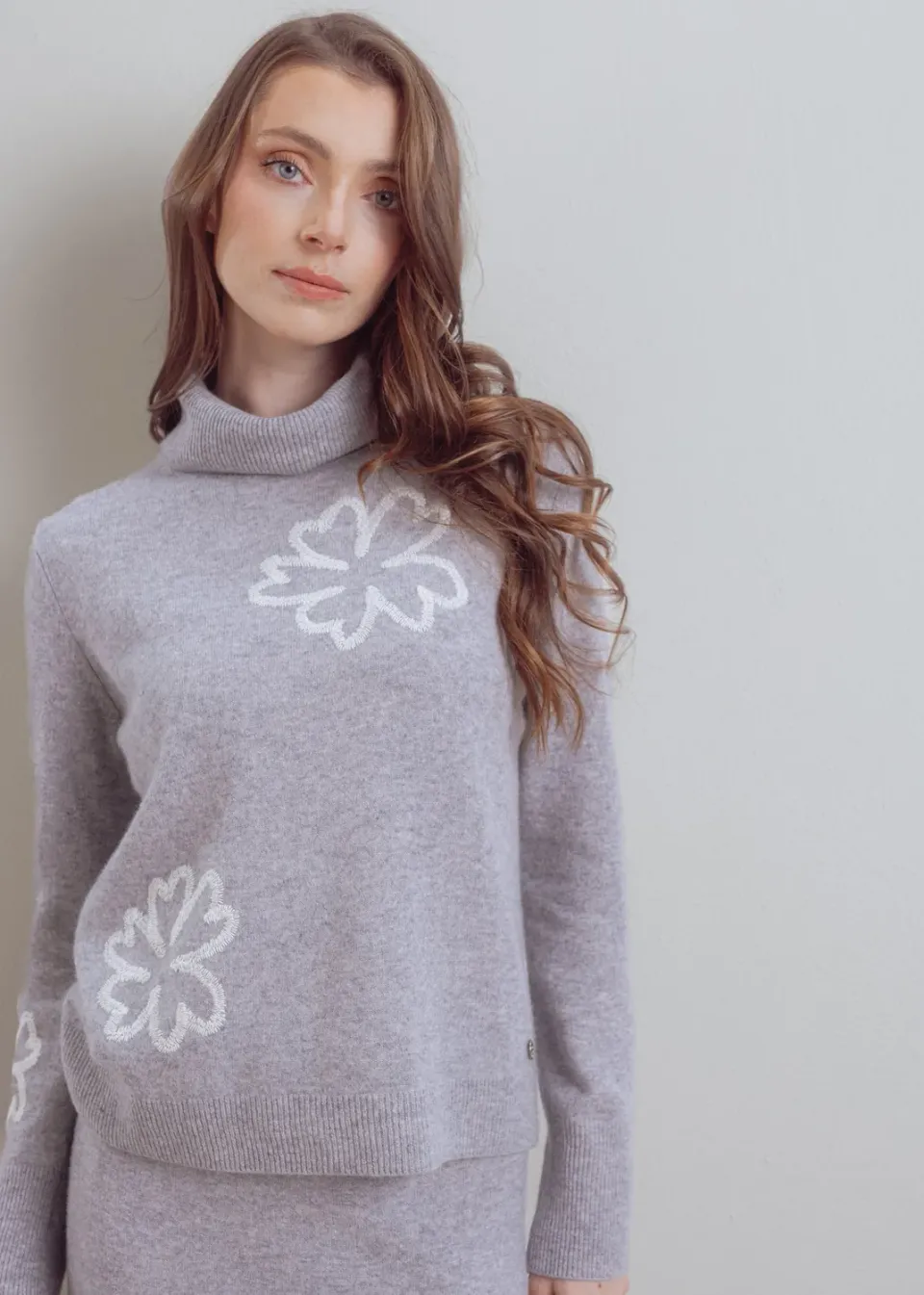 Senatex Rollkragenpullover Wollpullover Silver