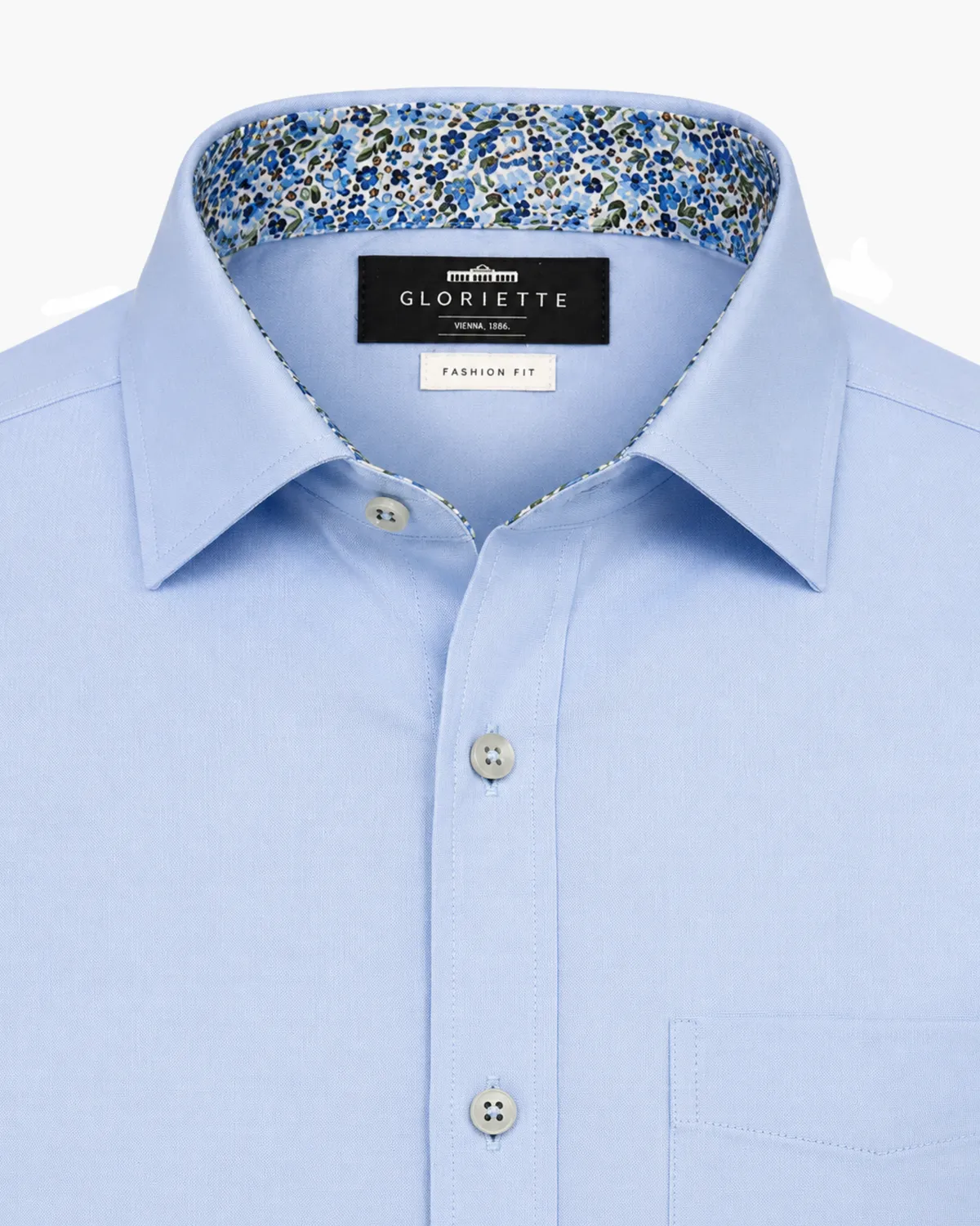 Gloriette Blau Stretch Hemd Hellblau Fashion Fit Baumwolle-Modal