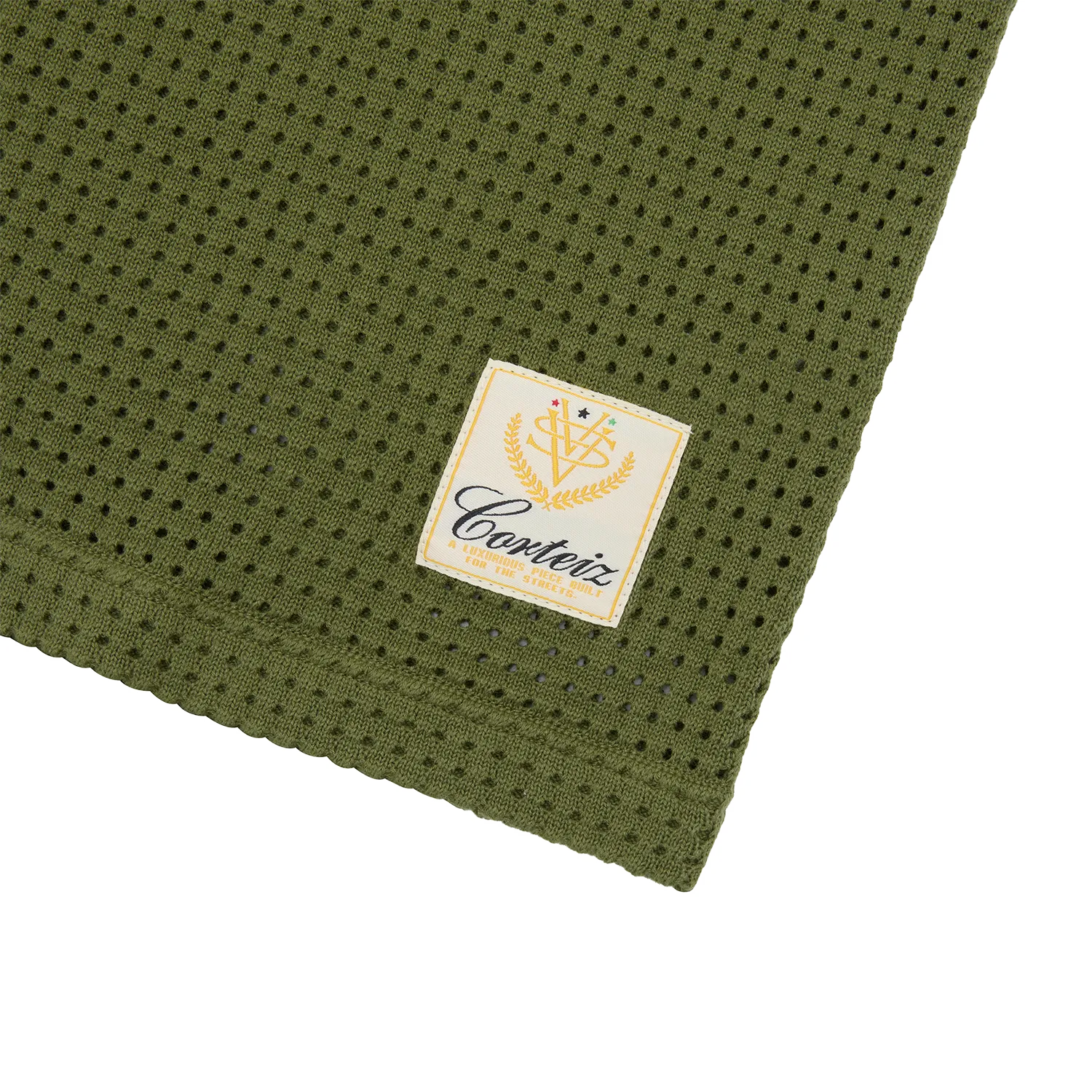 Corteiz Vice Mesh Strickweste Olive Baumwolle