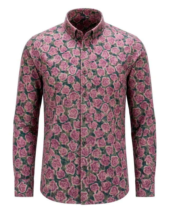Gloriette Button Down Trachtenhemd Blüten Slim Fit