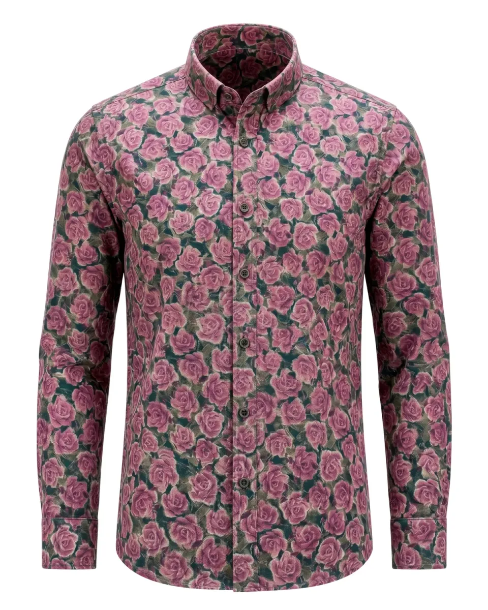 Gloriette Button Down Trachtenhemd Blüten Slim Fit