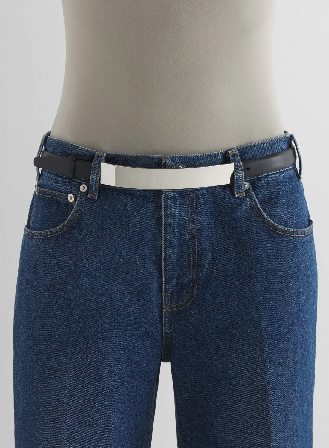 Mugler Arched Rectangle Buckle Gürtel Schwarz